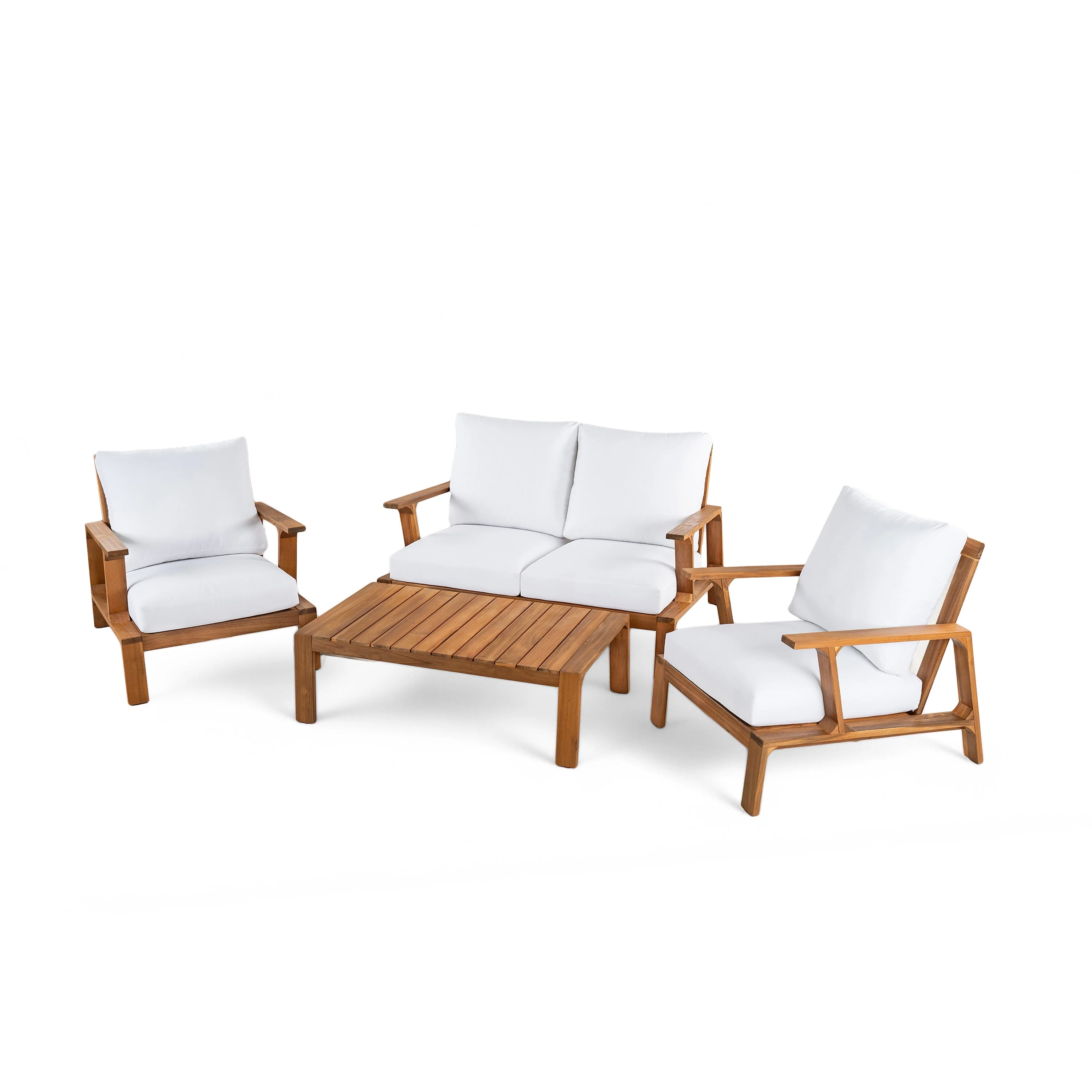 Acacia Wood Outdoor Sofa Set for 4 with Cushions and Coffee Table - Image 8