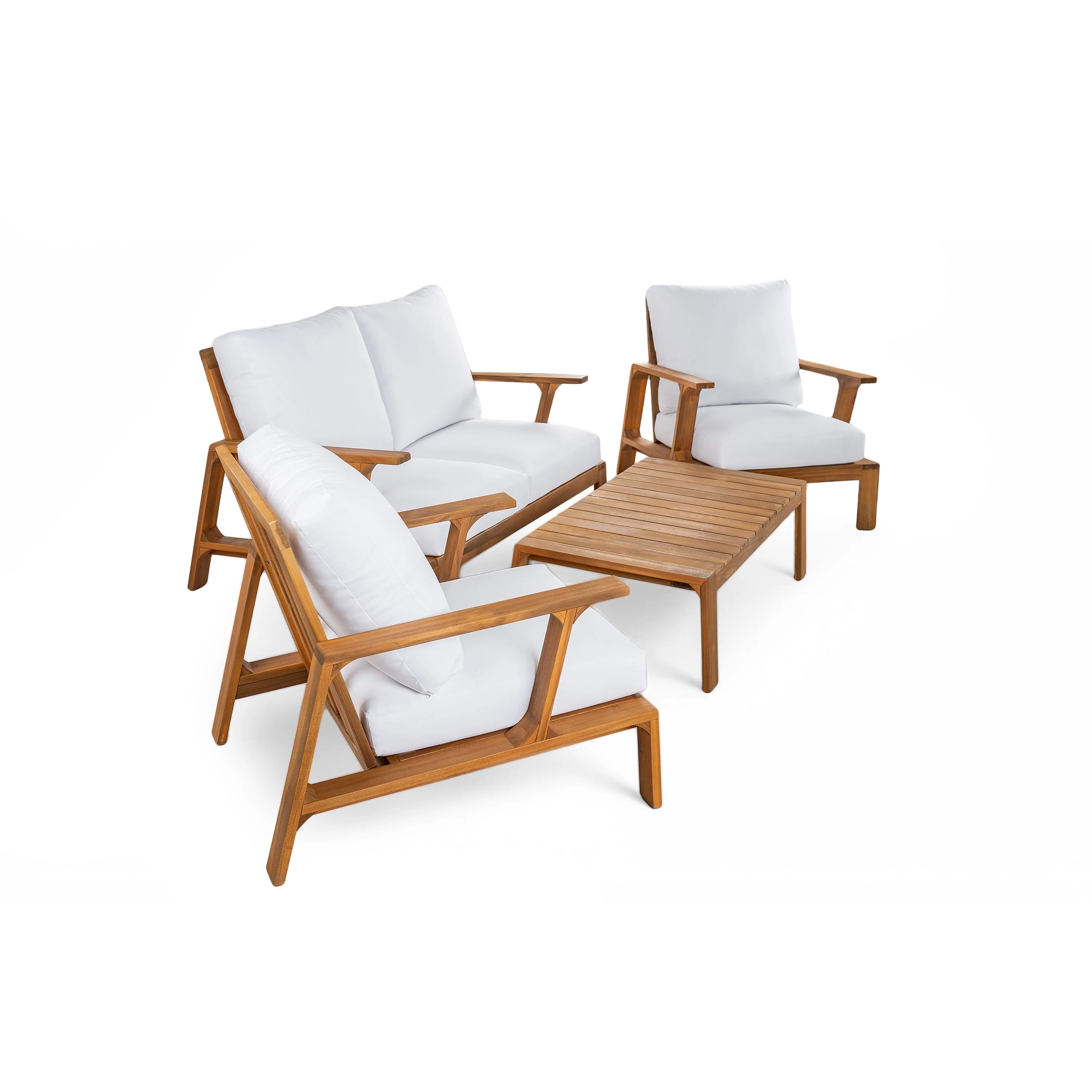 Acacia Wood Outdoor Sofa Set for 4 with Cushions and Coffee Table - Image 9