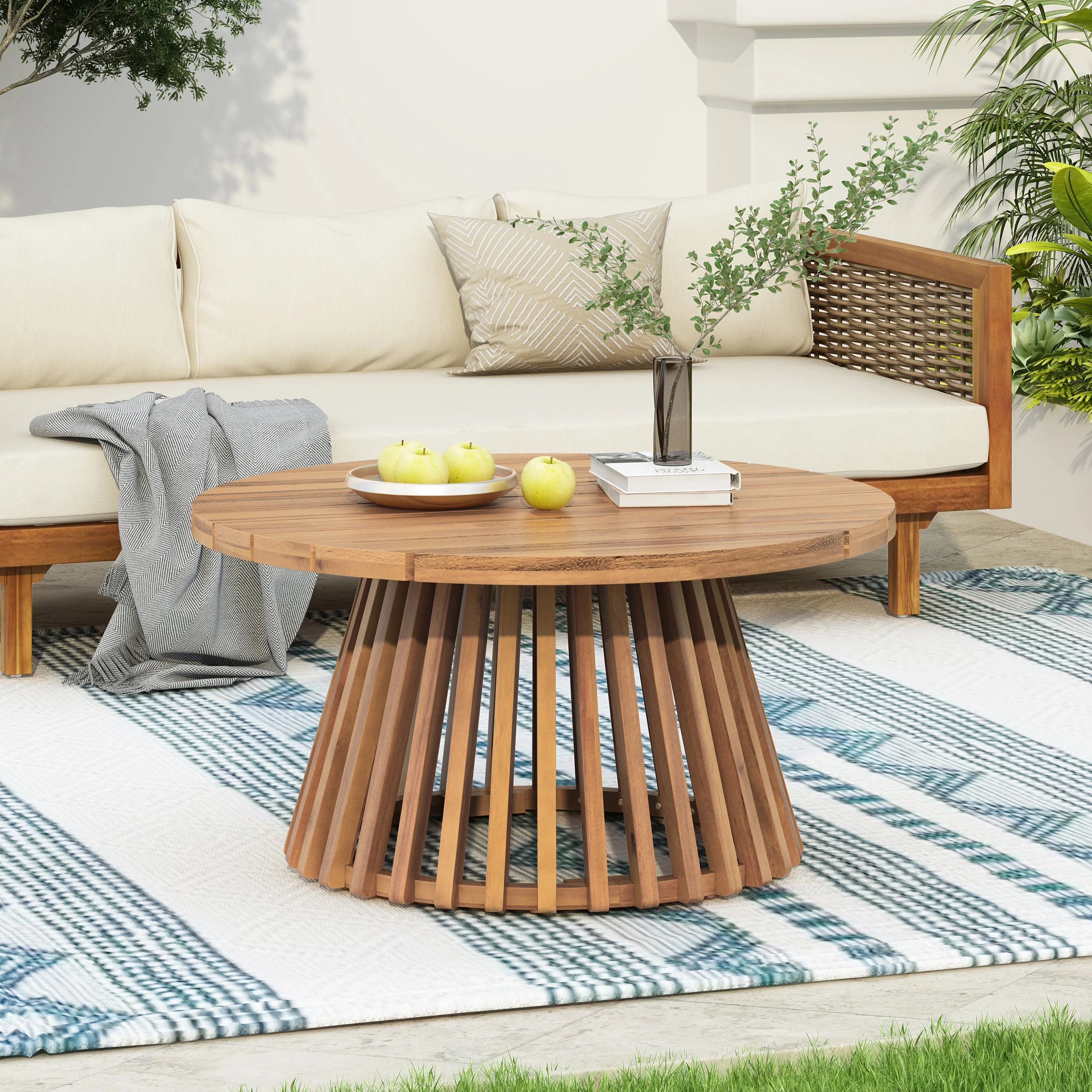 Acacia Wood Patio Coffee Table - Image 4