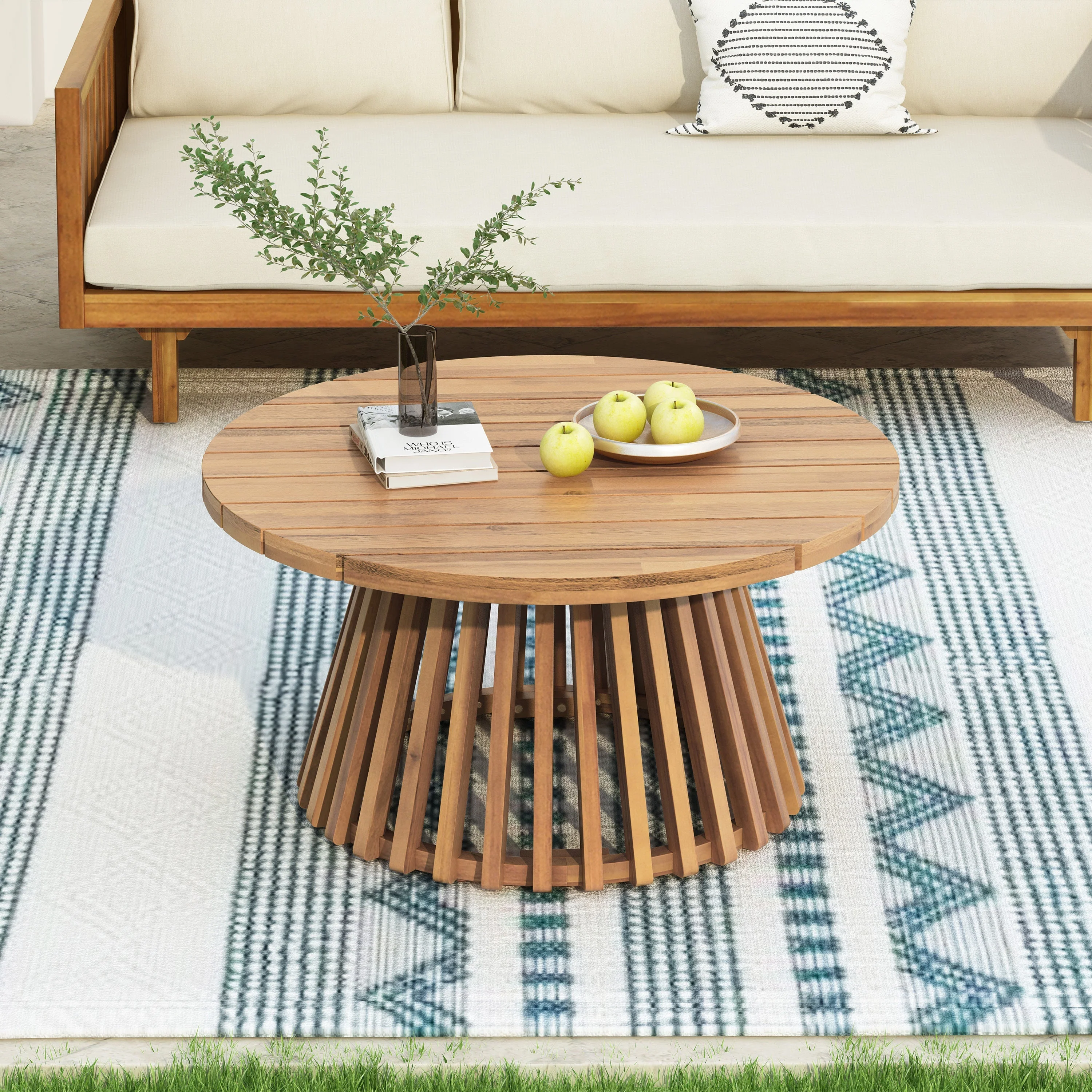 Acacia Wood Patio Coffee Table - Image 5