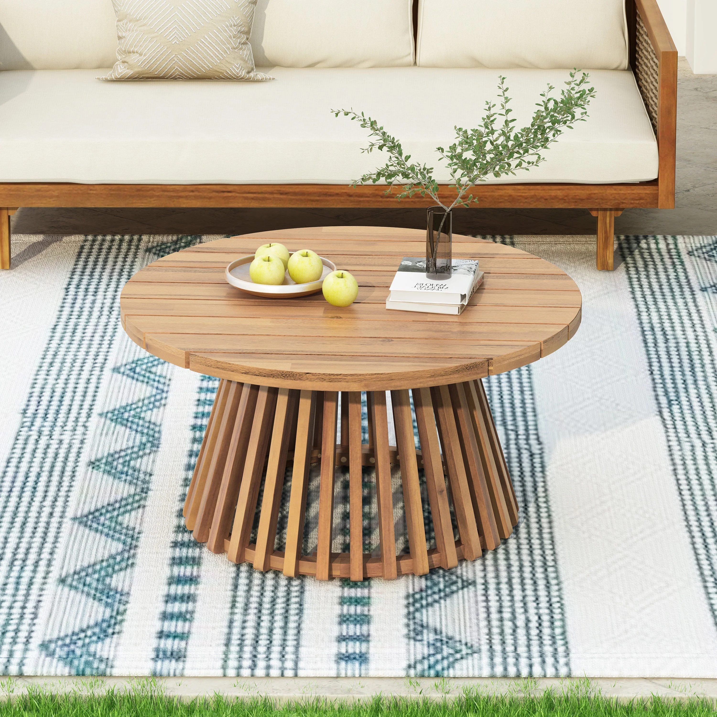 Acacia Wood Patio Coffee Table - Image 6