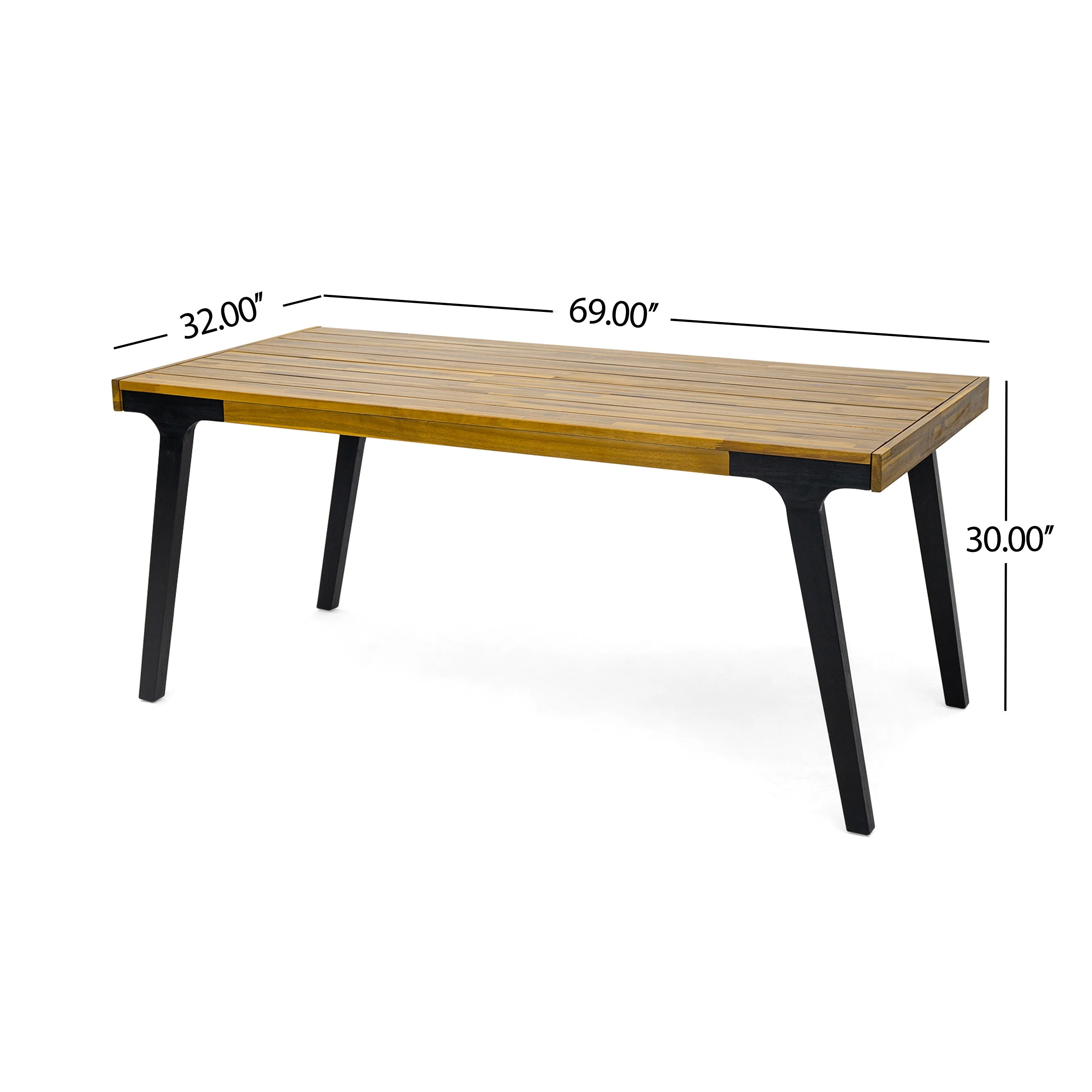 Acacia Wood Patio Dining Table, 69'L Rectangle Outdoor Table - Image 3