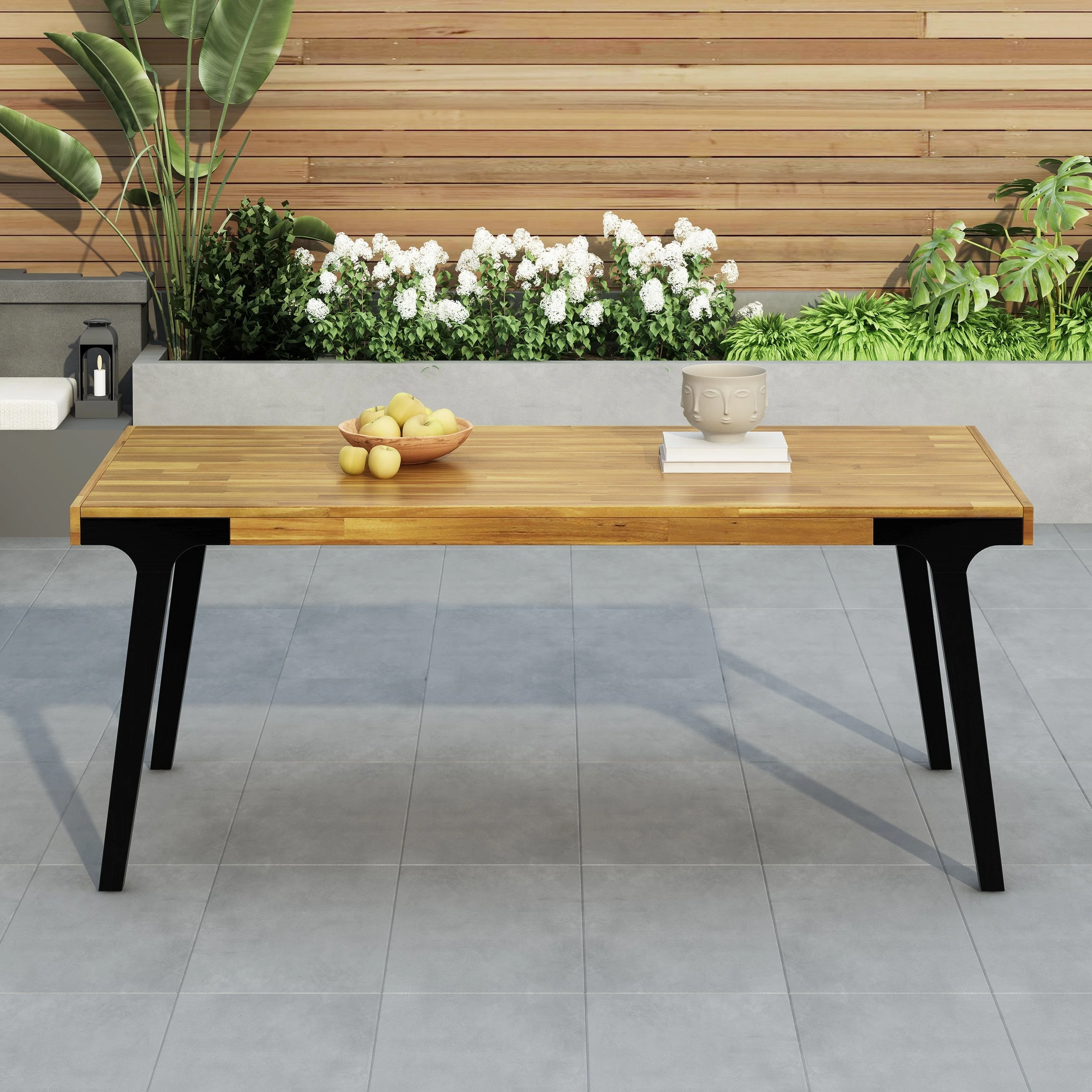Acacia Wood Patio Dining Table, 69'L Rectangle Outdoor Table - Image 6