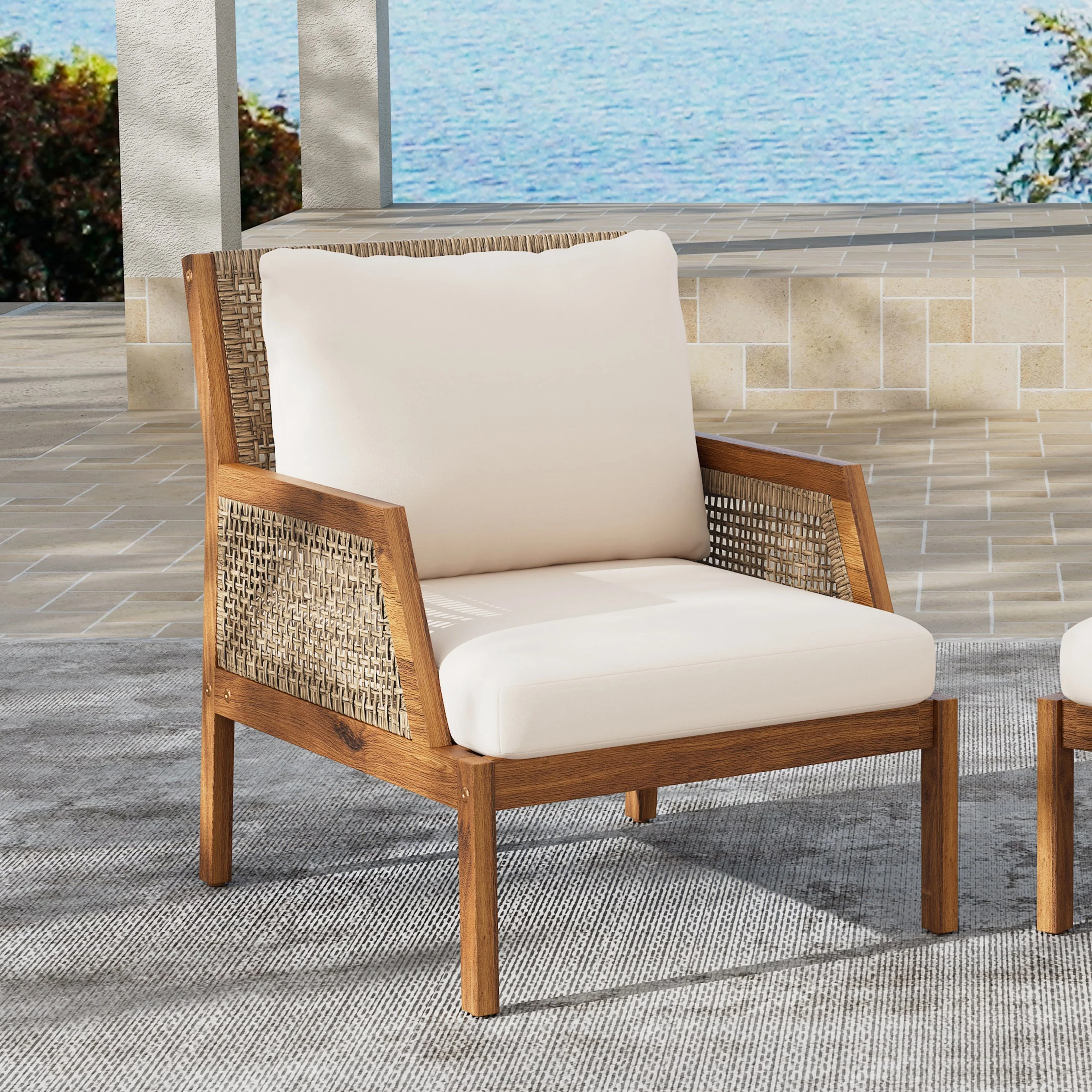 Acacia Wood Patio Furniture Club Chair - Image 2