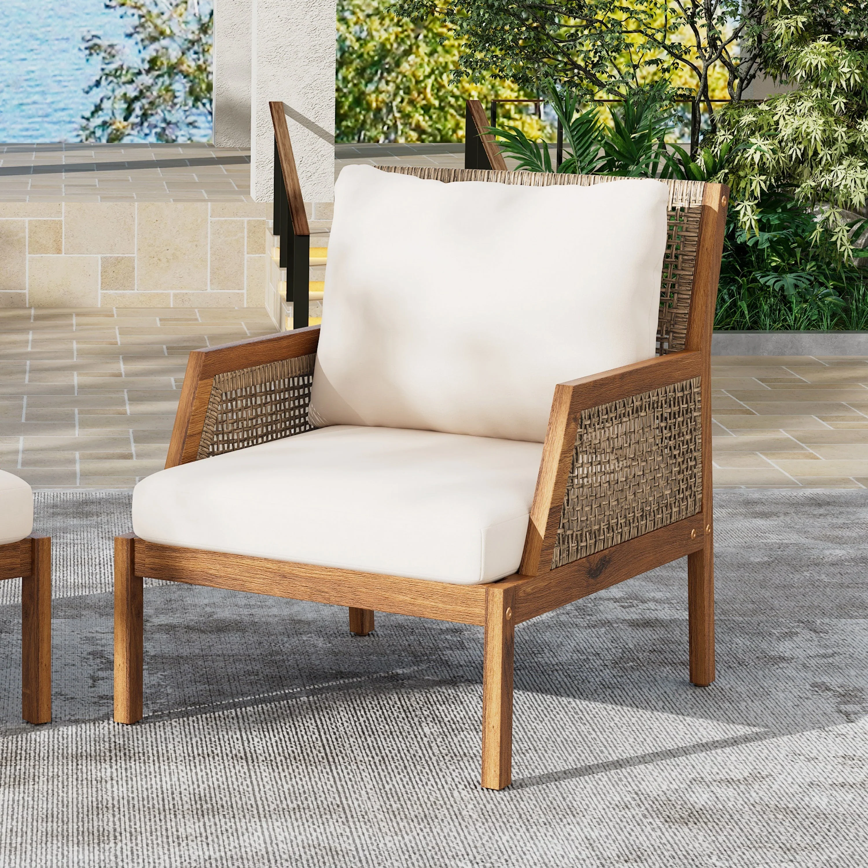 Acacia Wood Patio Furniture Club Chair - Image 4