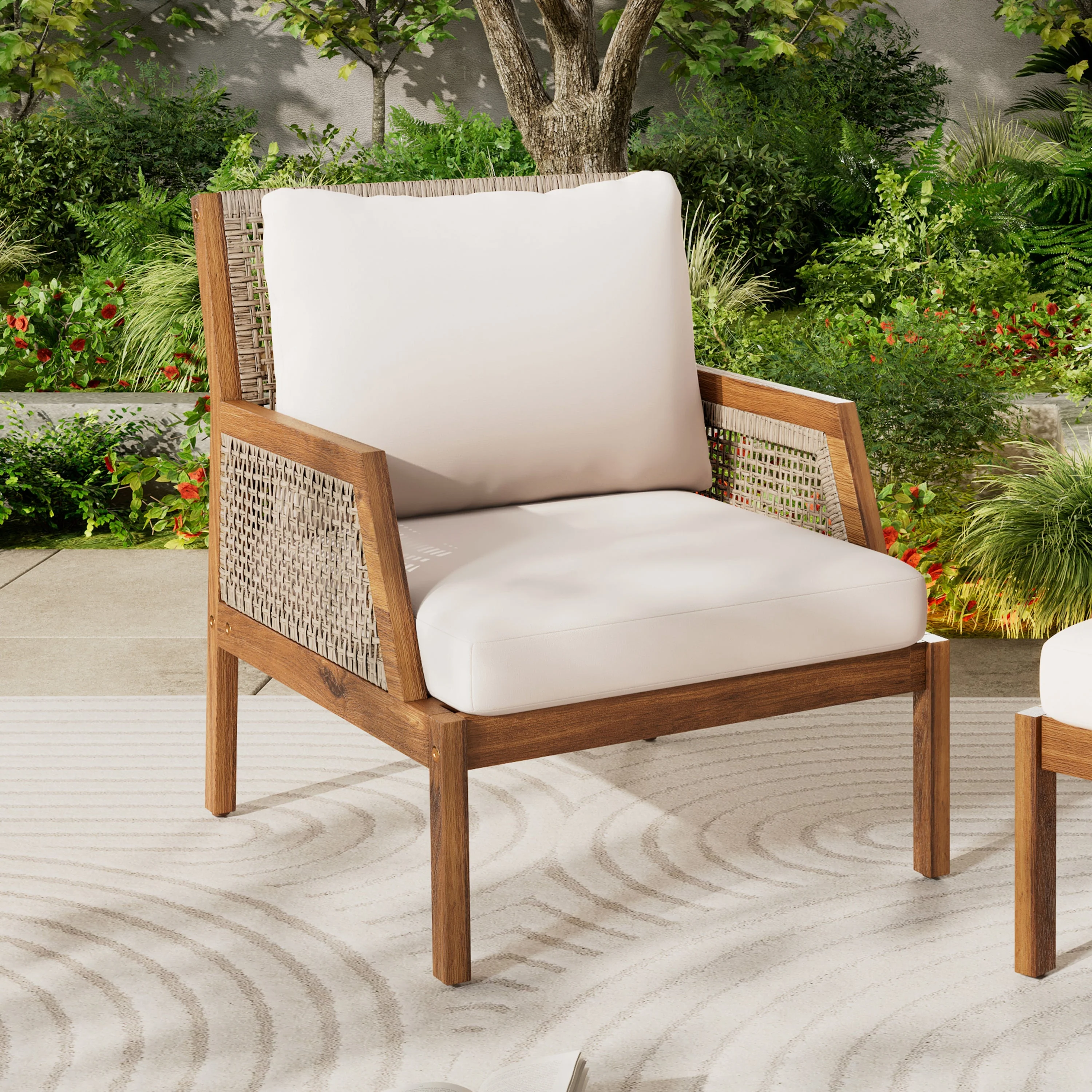 Acacia Wood Patio Furniture Club Chair - Image 5