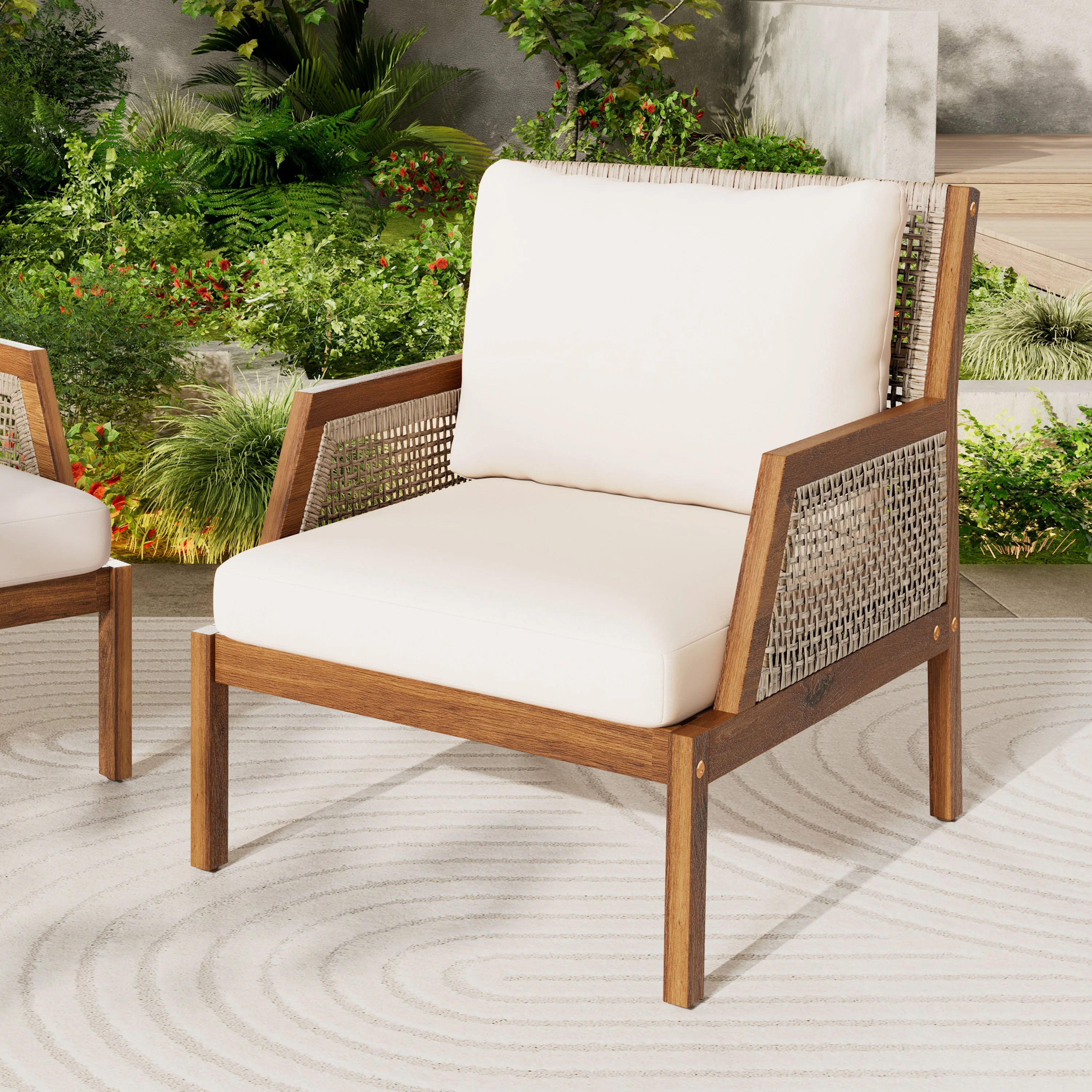Acacia Wood Patio Furniture Club Chair - Image 6