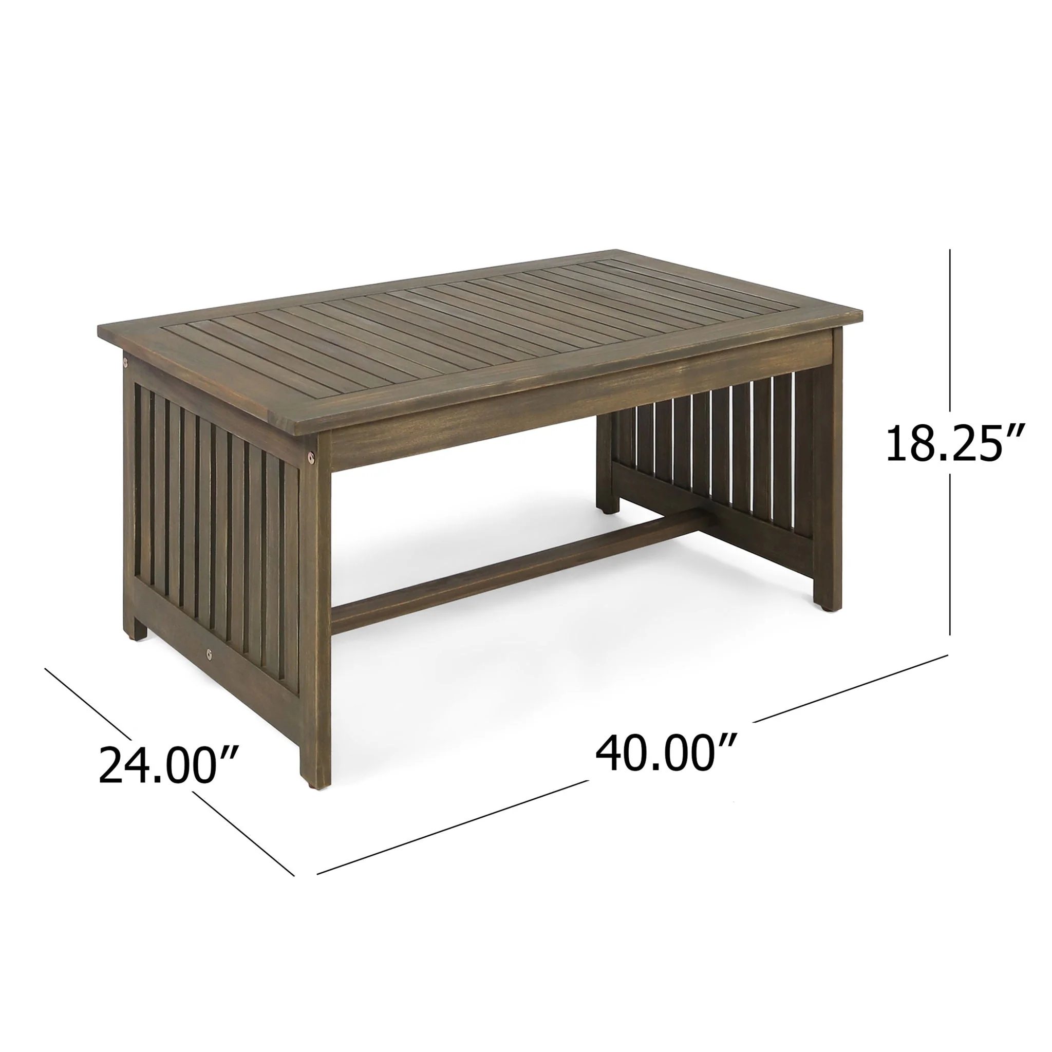 Acacia Wood Rectangular Patio Coffee Table For Outside - Image 5