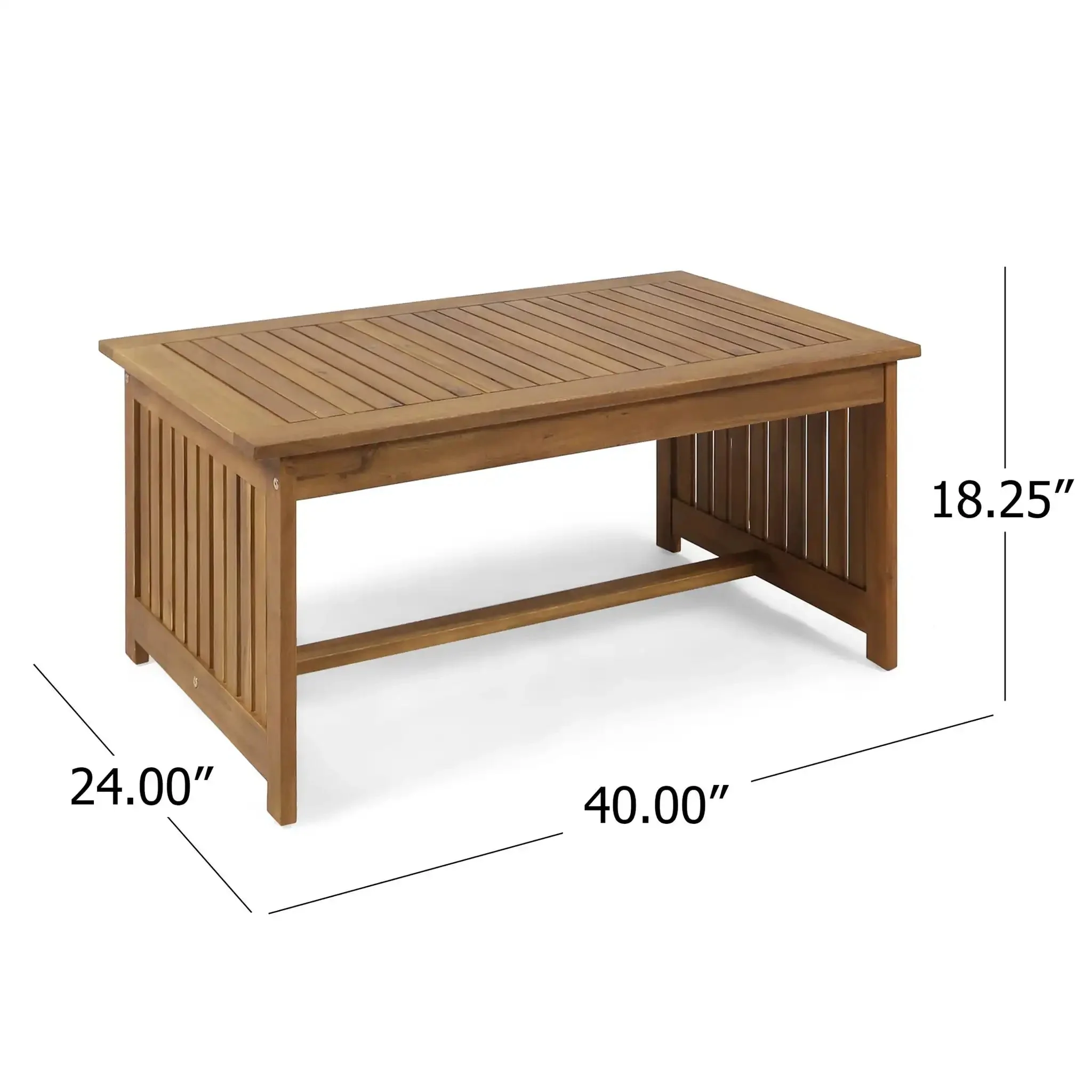 Acacia Wood Rectangular Patio Coffee Table For Outside - Image 7
