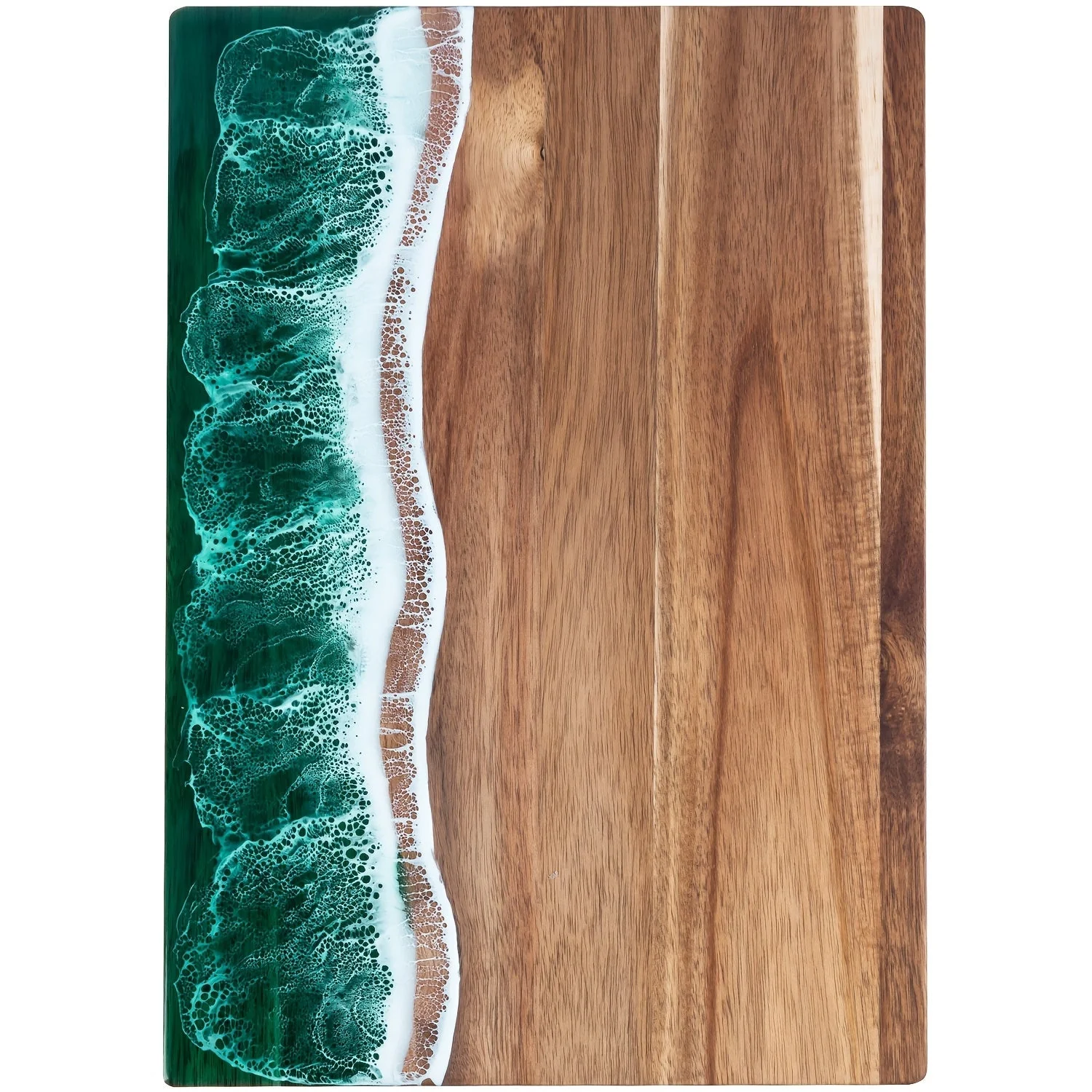 Acacia Wood Resin Wave Cutting Board Ocean River Serving Tray 46x23cm - Image 6