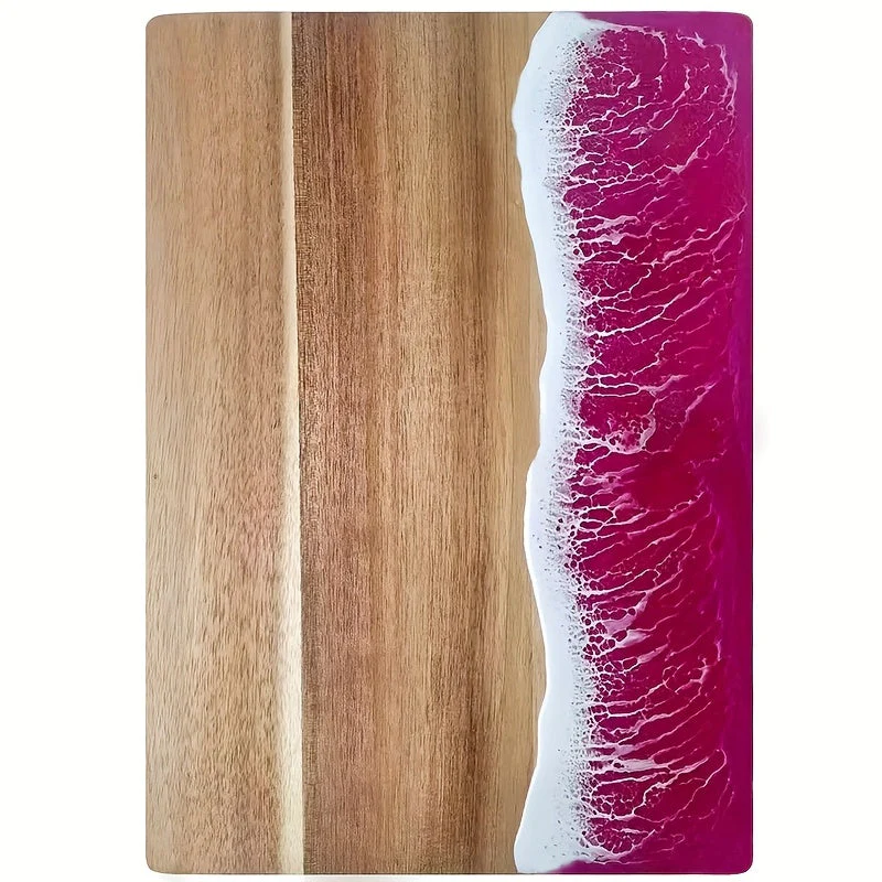Acacia Wood Resin Wave Cutting Board Ocean River Serving Tray 46x23cm - Image 7