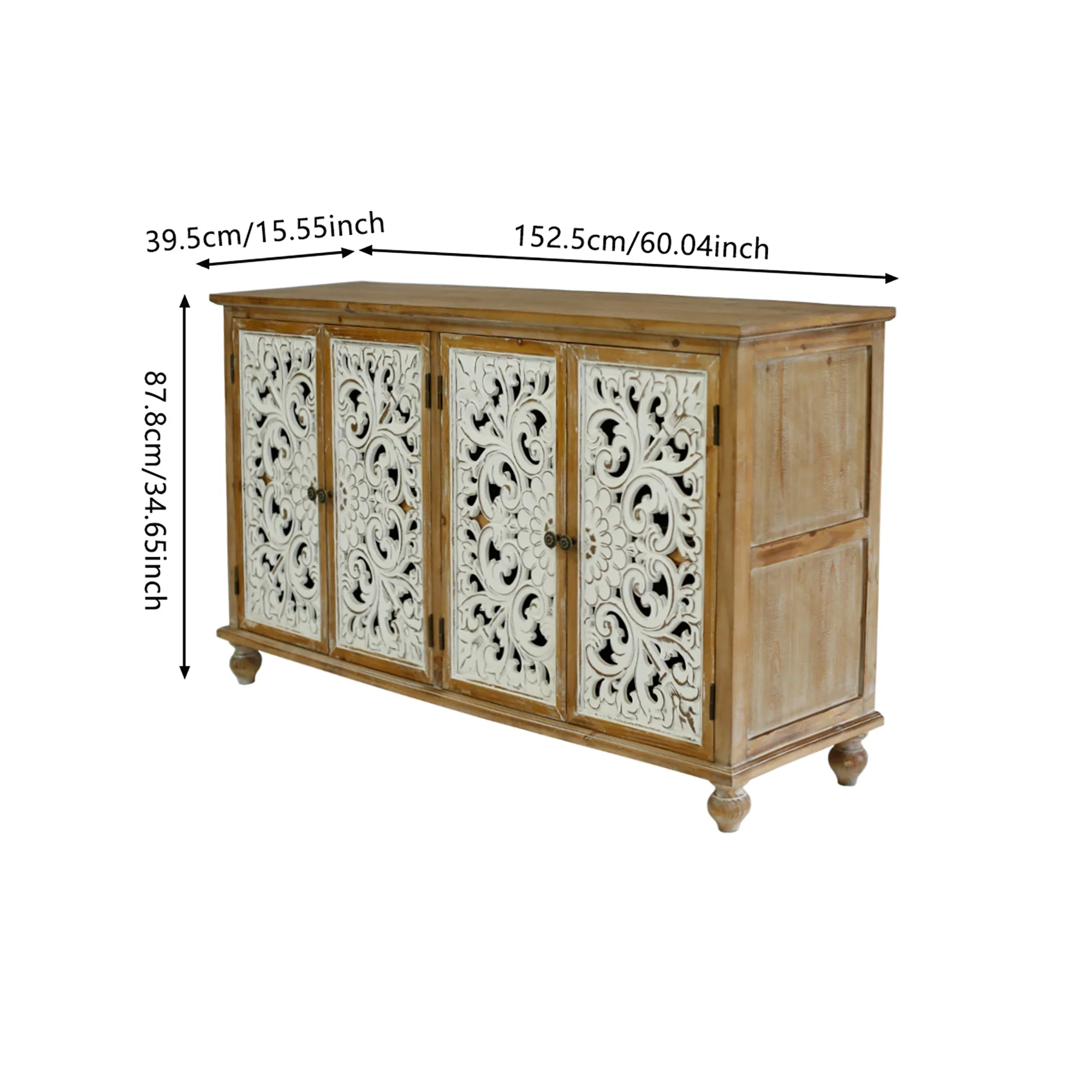 Accent Cabinet With 4 Doors Farmhouse Sideboard Buffet Cabinet - Image 7
