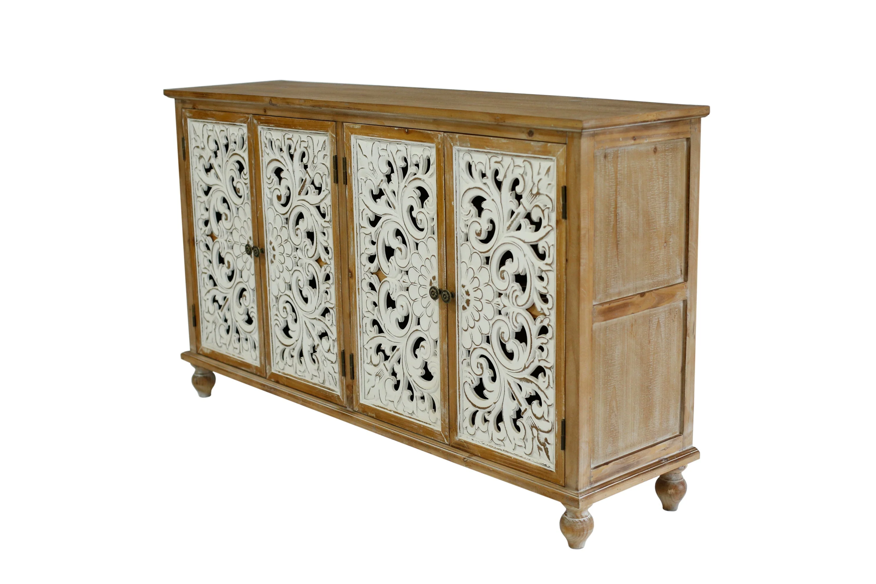 Accent Cabinet With 4 Doors Farmhouse Sideboard Buffet Cabinet - Image 9