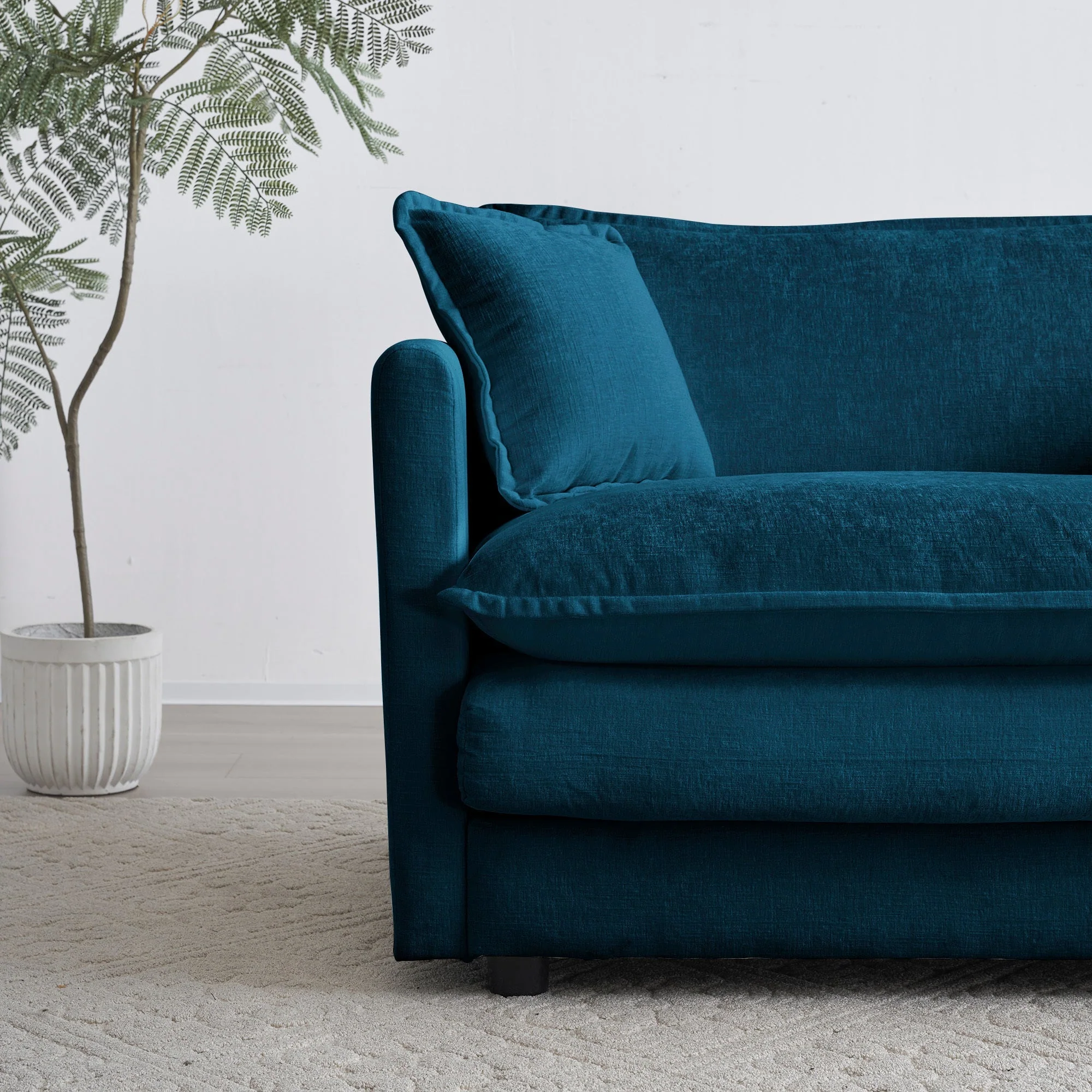 Accent Chair Set of 2, Blue Chenille Upholstered Armchairs - Image 6