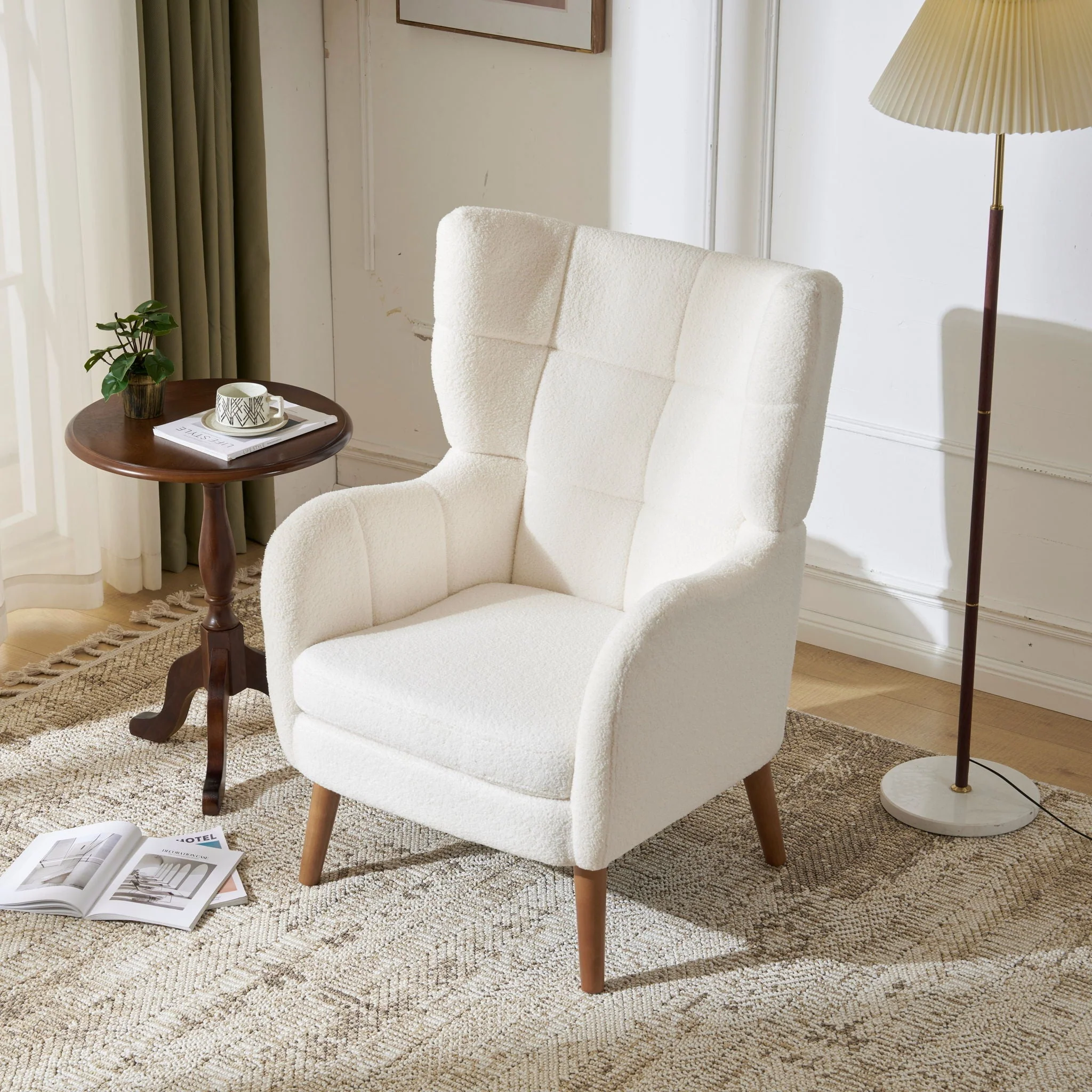 Accent Chair With Birch Wood Legs - White - Image 2