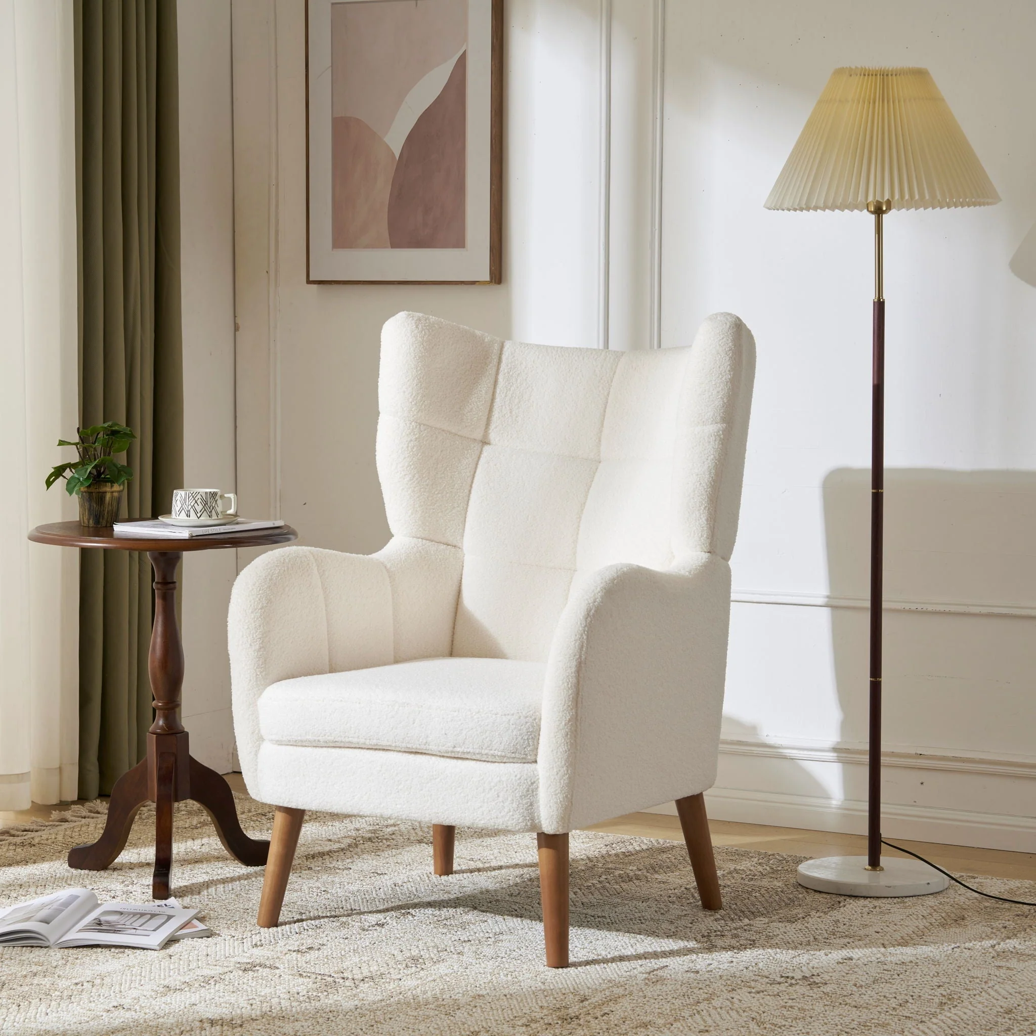 Accent Chair With Birch Wood Legs - White - Image 4