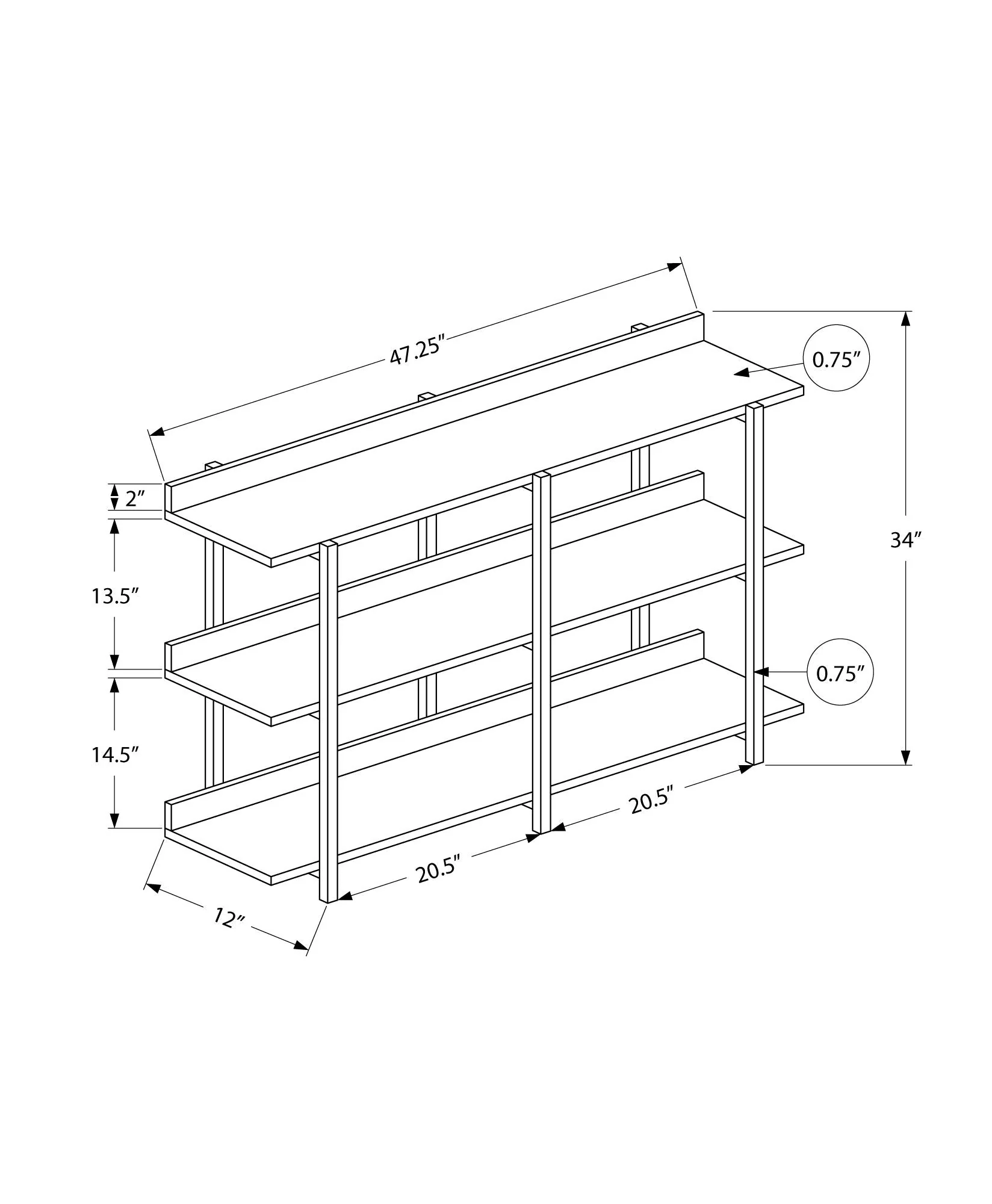 Accent Console Table For Entryway, 3 Tier Design - Image 13