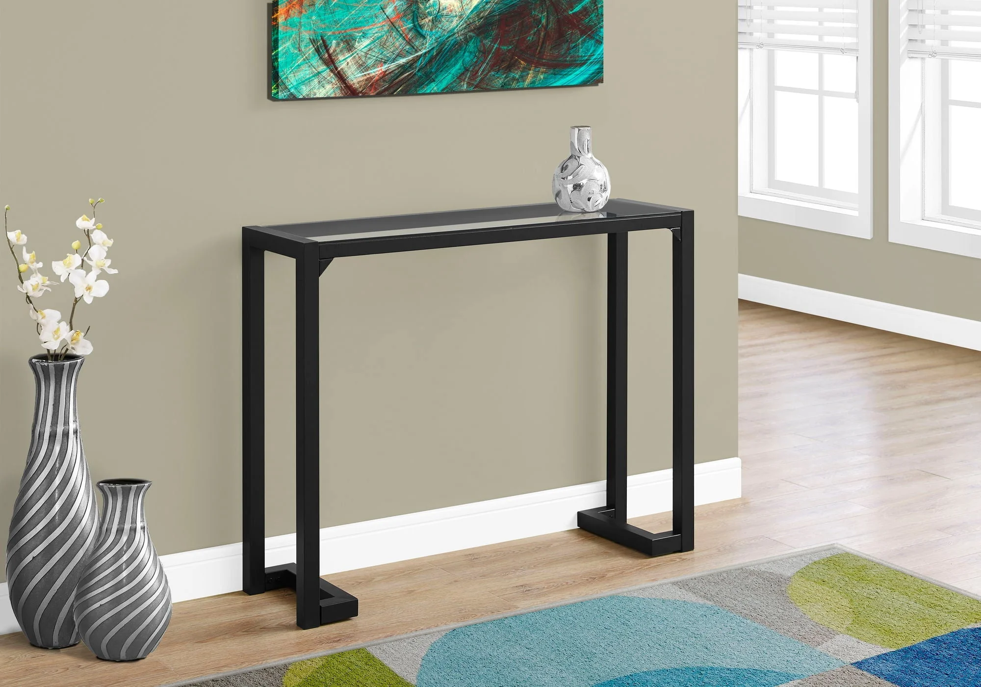 Accent Console Table For Entryway Contemporary - Black - Image 3
