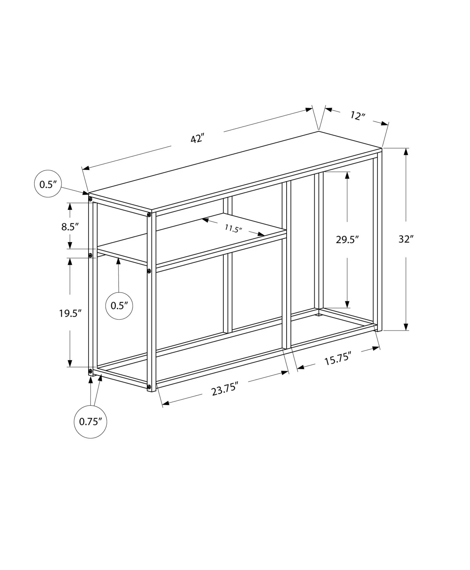 Accent Console Table For Entryway, Contemporary & Convenient Design - Gray - Image 4