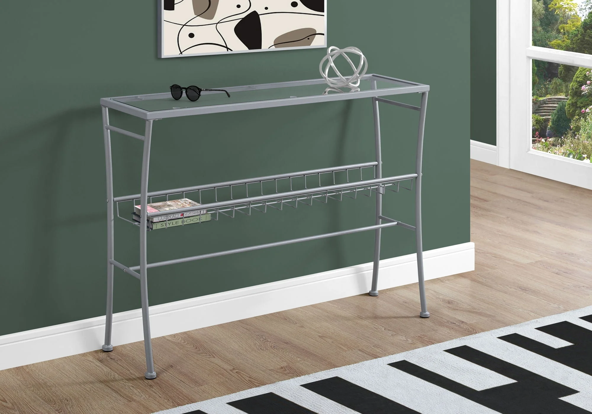Accent Console Table For Entryway, Contemporary & Modern - Silver - Image 4
