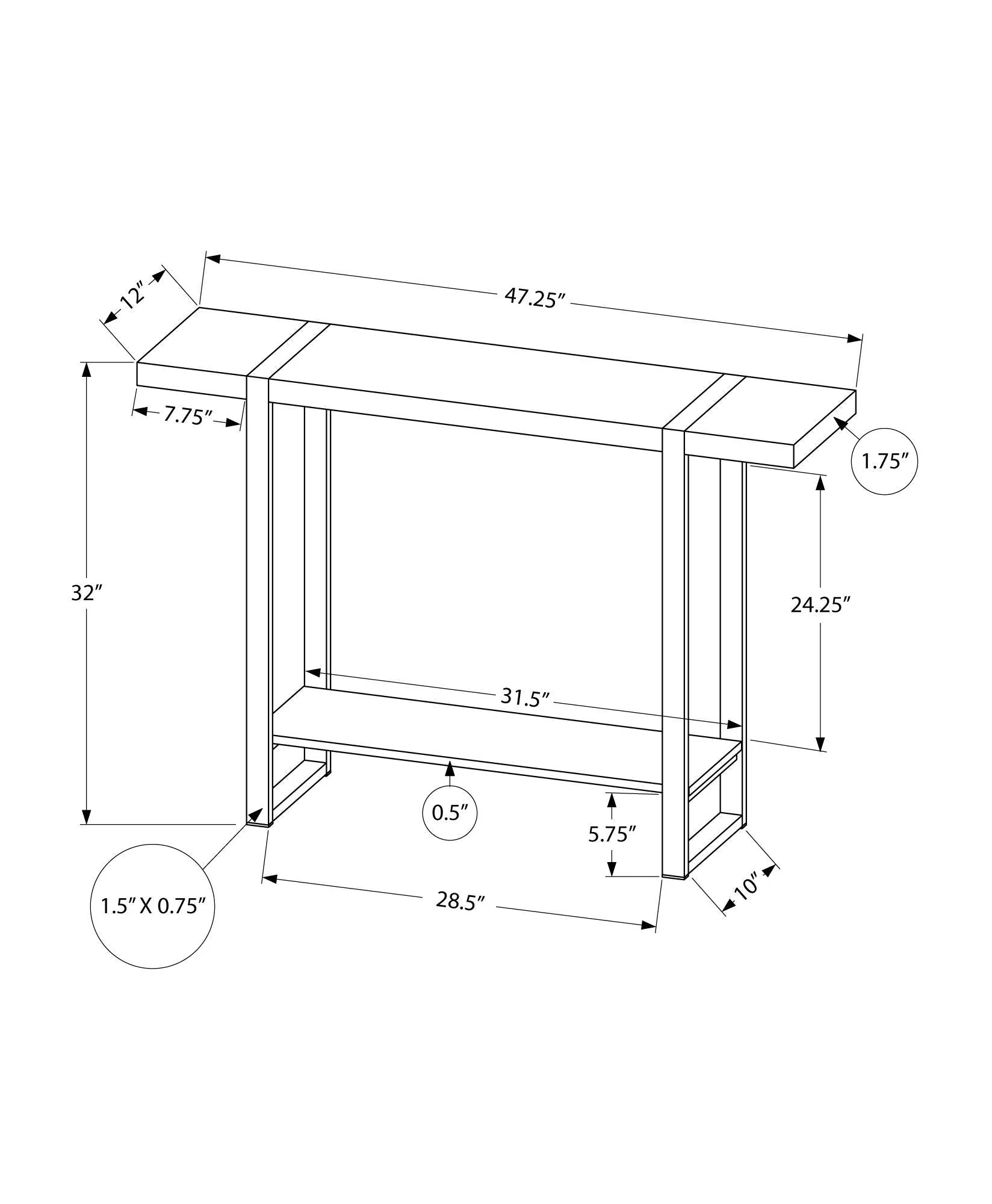 Accent Console Table For Entryway, Design Style - Image 7