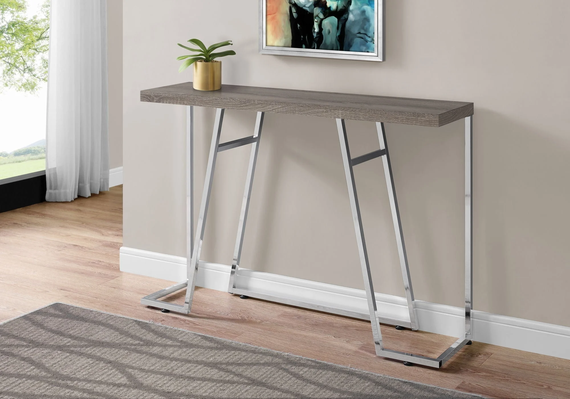 Accent Console Table For Entryway, Durable Construction - Taupe - Image 2