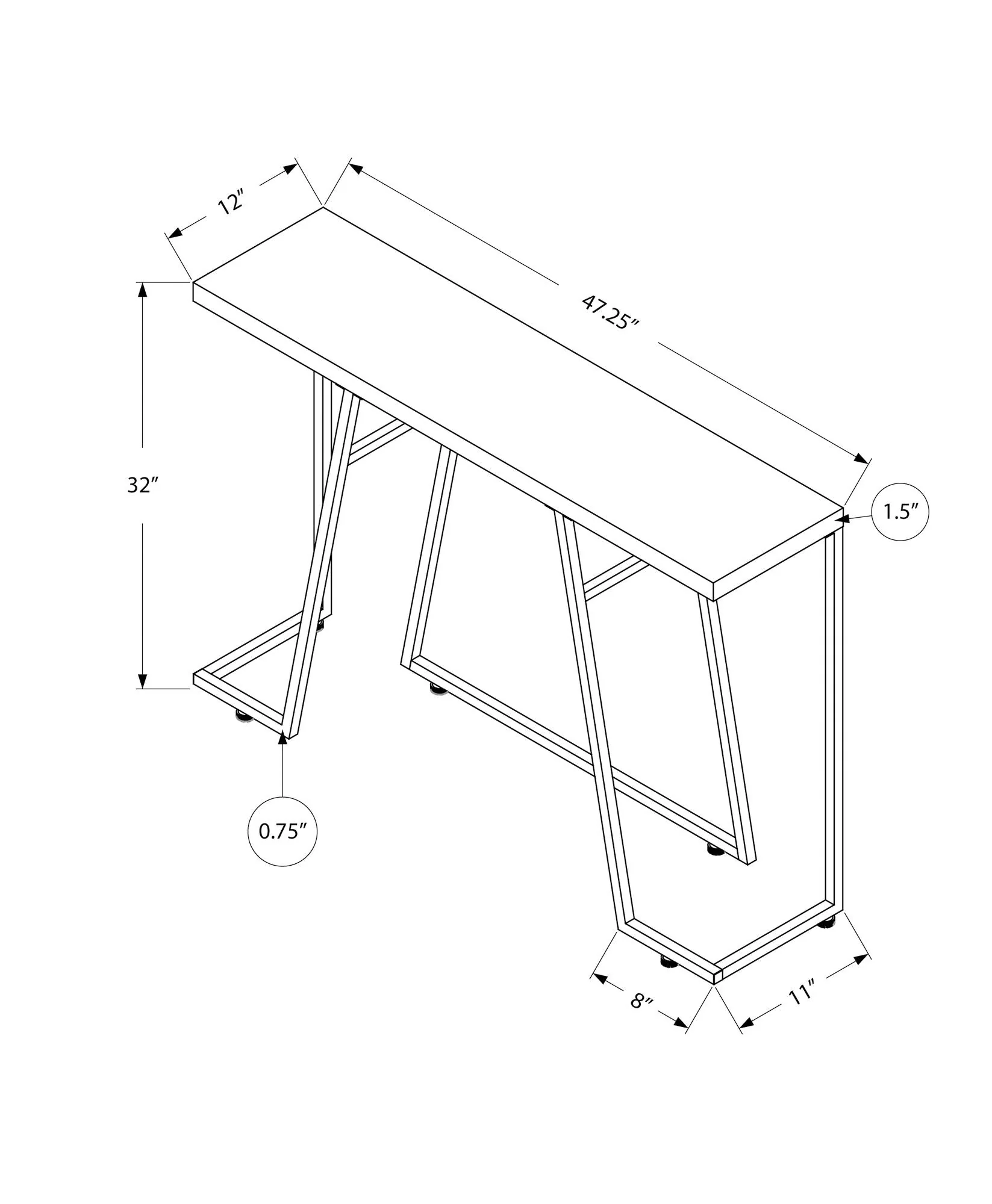 Accent Console Table For Entryway, Durable Construction - Taupe - Image 3