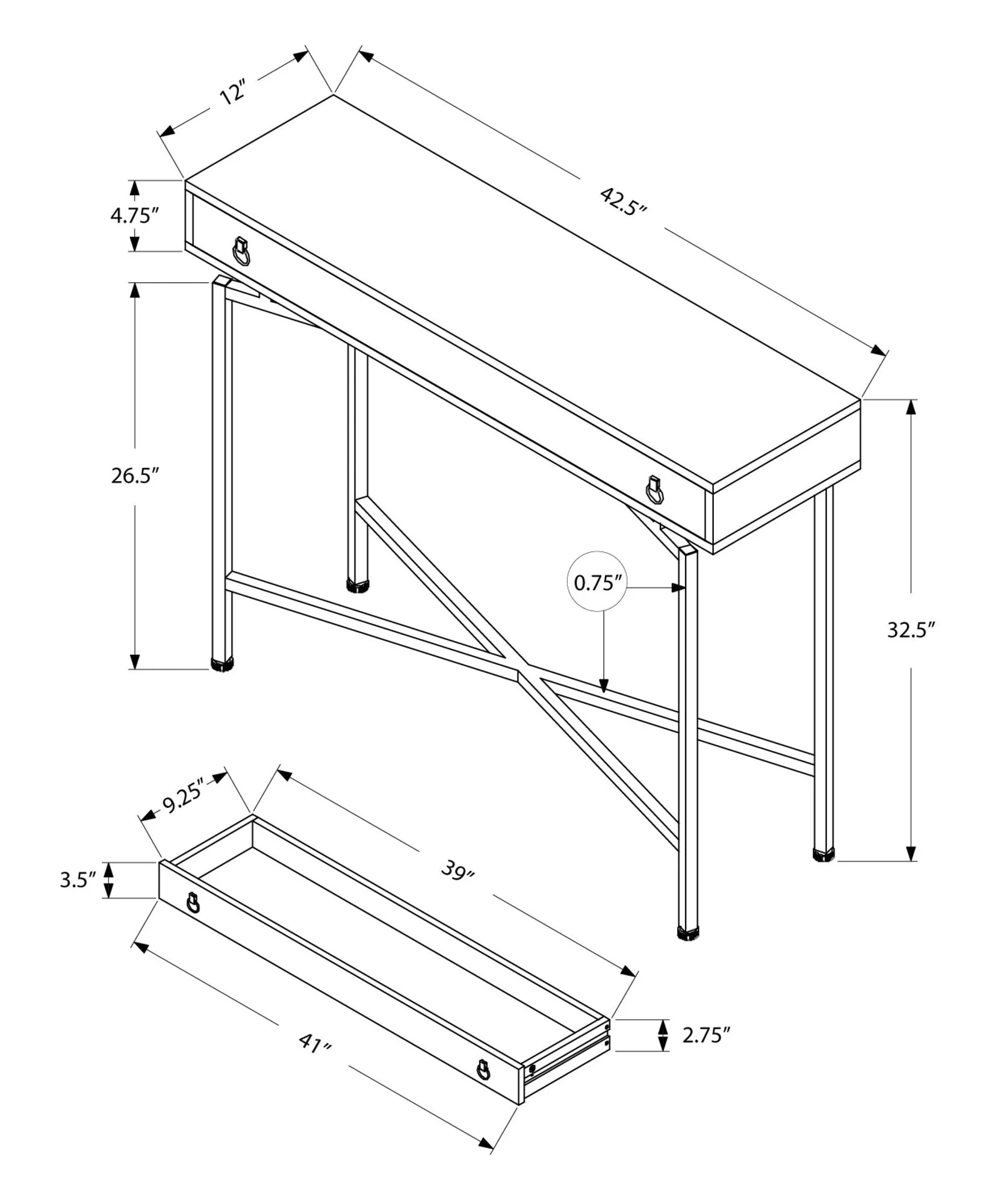 Accent Console Table For Entryway, Functional Storage Drawer - Image 9
