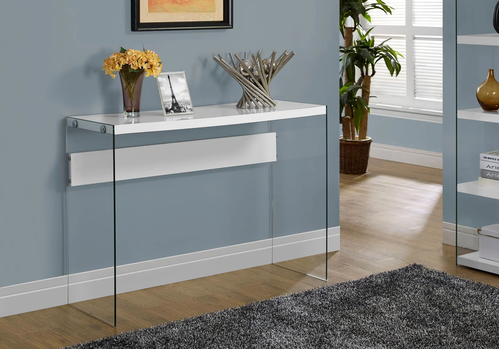 Accent Console Table For Entryway, Glossy Spacious Surface - Image 6