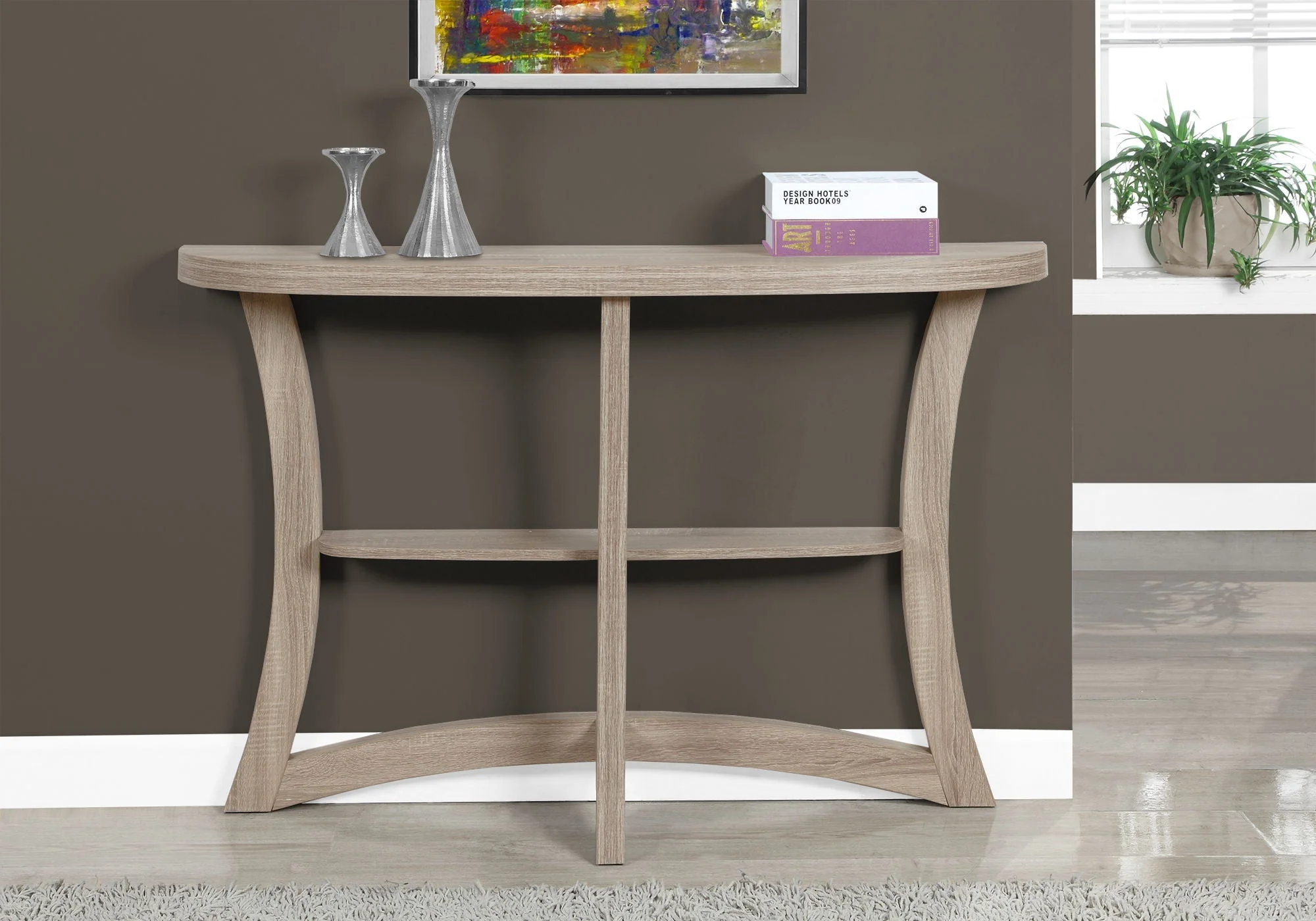 Accent Console Table For Entryway, Stylish - Taupe - Image 3