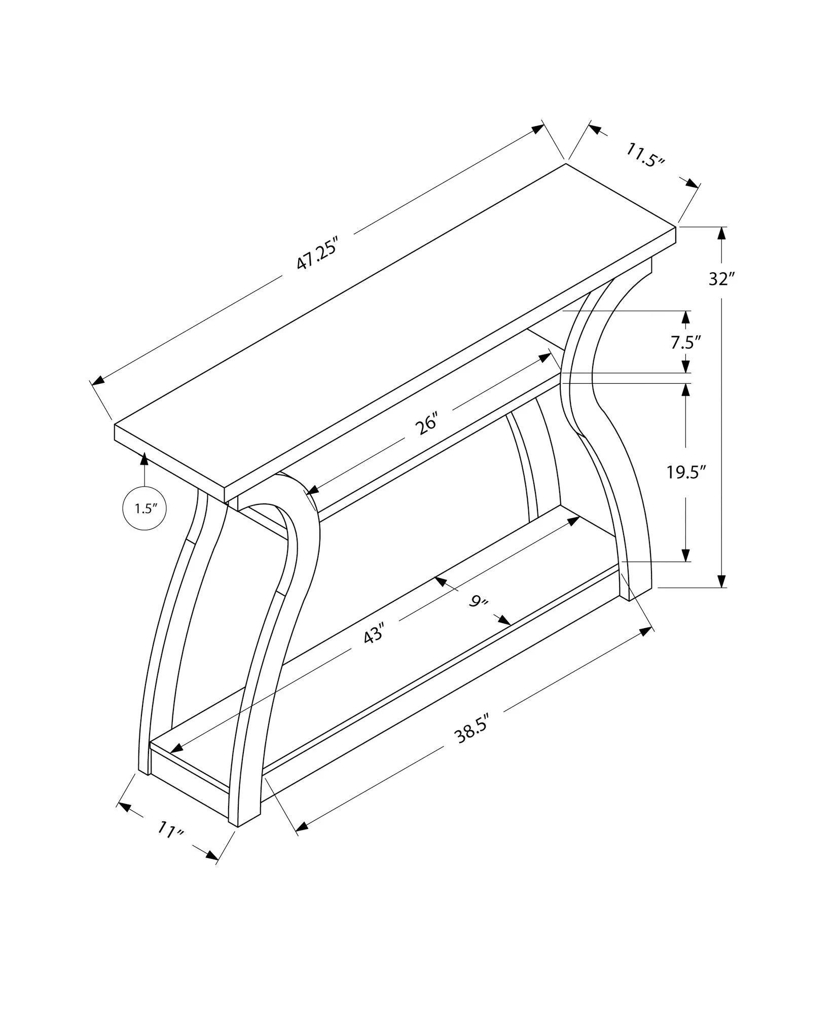 Accent Console Table For Entryway, Unique Curved Design - Image 12