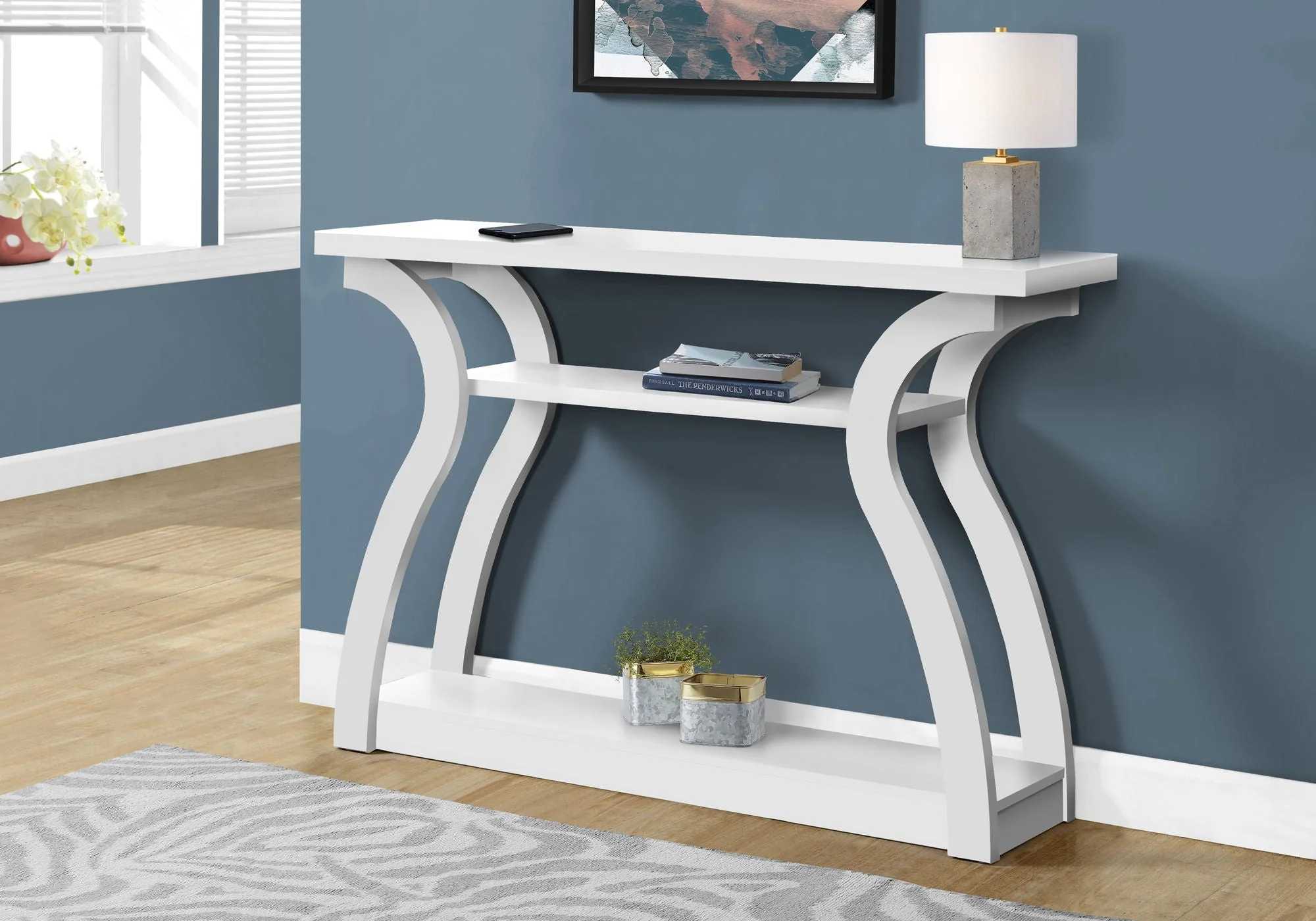 Accent Console Table For Entryway, Unique Curved Design - Image 13