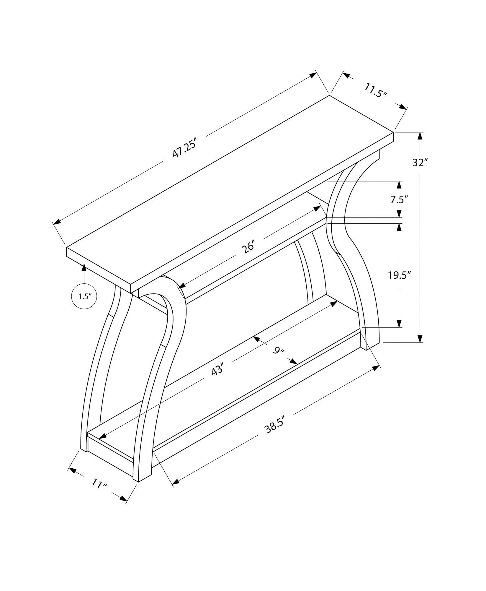 Accent Console Table For Entryway, Unique Curved Design - Image 14