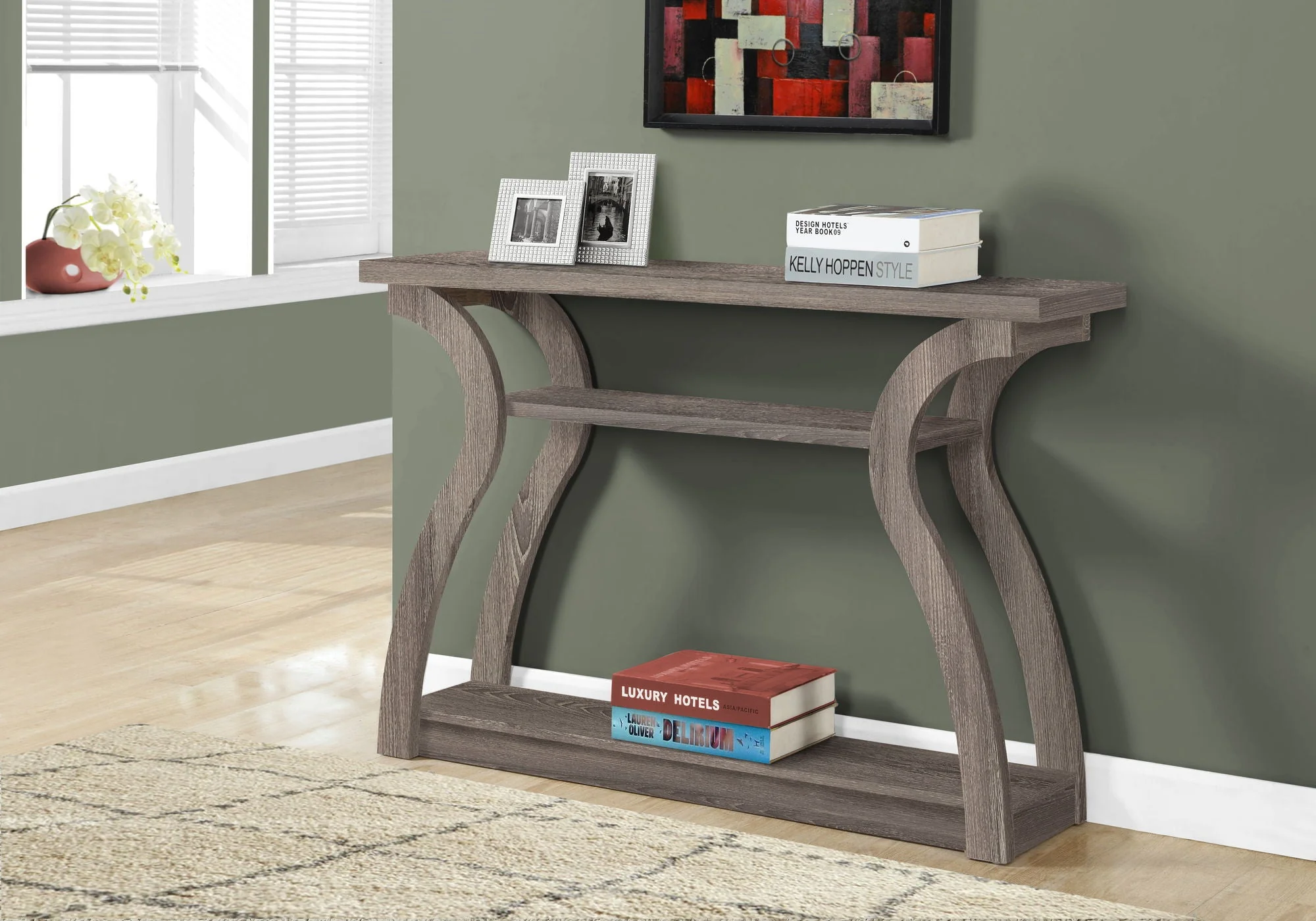 Accent Console Table For Entryway, Unique Curved Design - Image 8