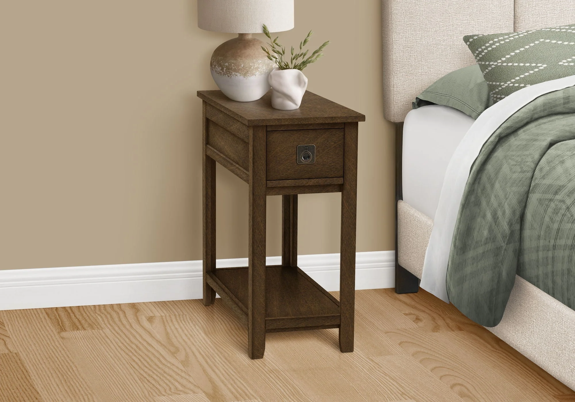 Accent End Table, 2 Tier, Narrow, Lamp, Storage Drawer, Charming Design - Image 6