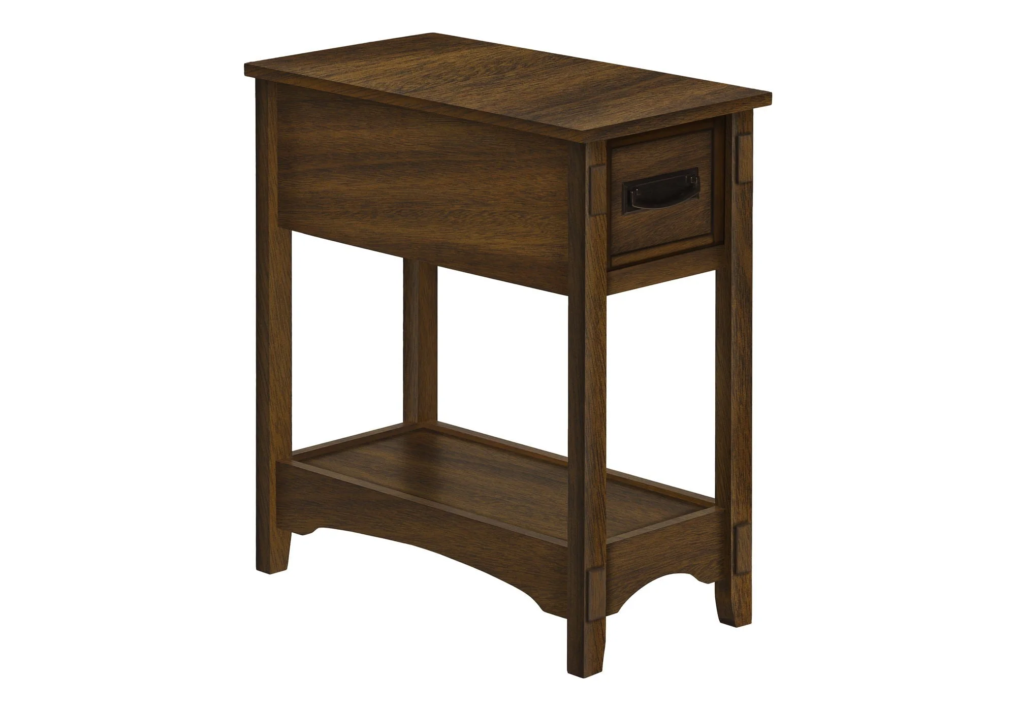 Accent End Table, 2 Tier, Narrow, Storage Drawer, Transitional - Walnut - Image 2