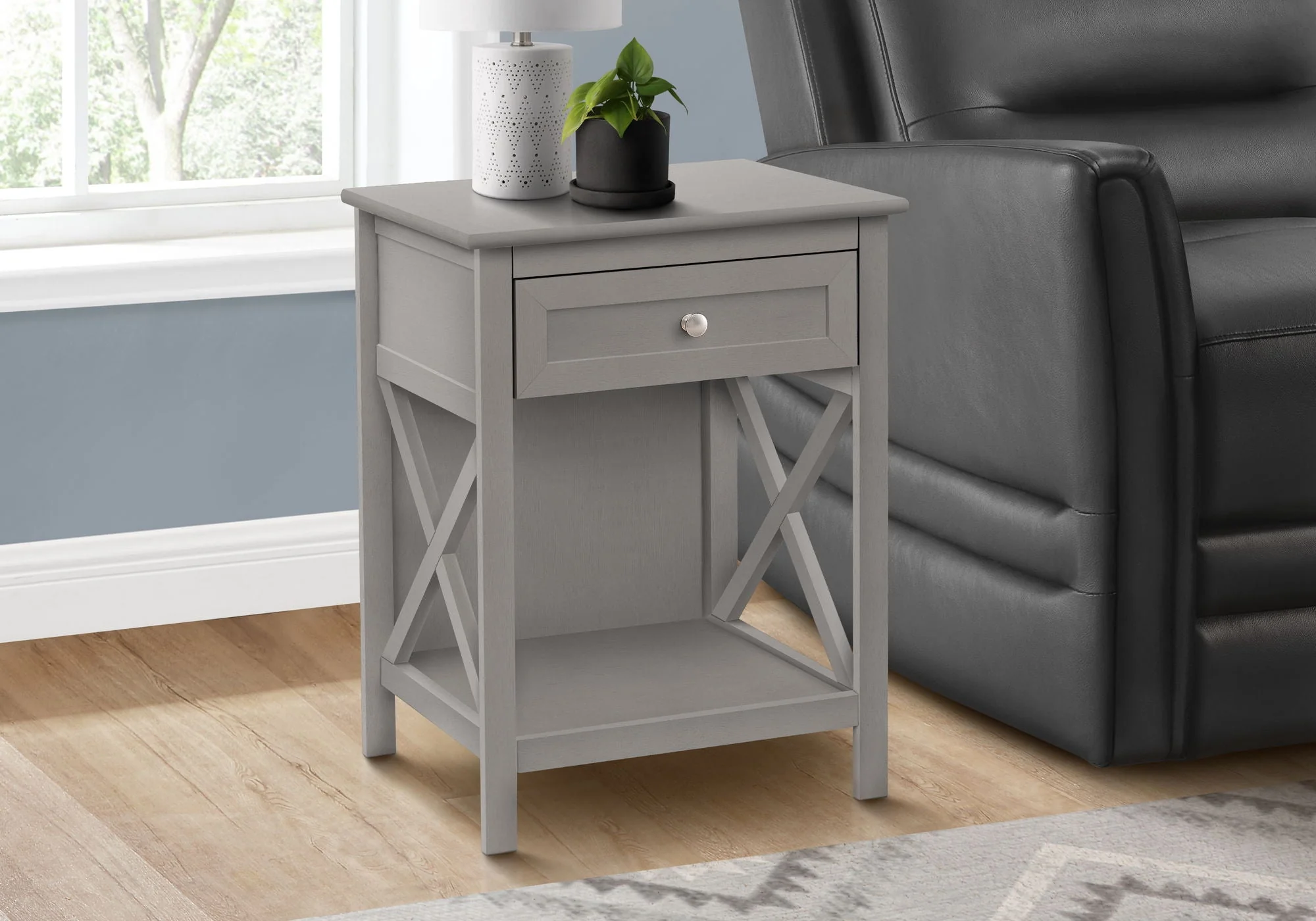Accent End Table, 2 Tier, Storage Drawer, Transitional Style - Image 5