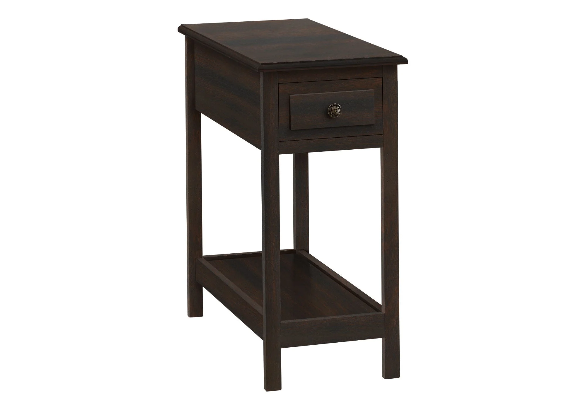 Accent End Table, 2 Tier, Storage Drawer, Transitional - Walnut - Image 4