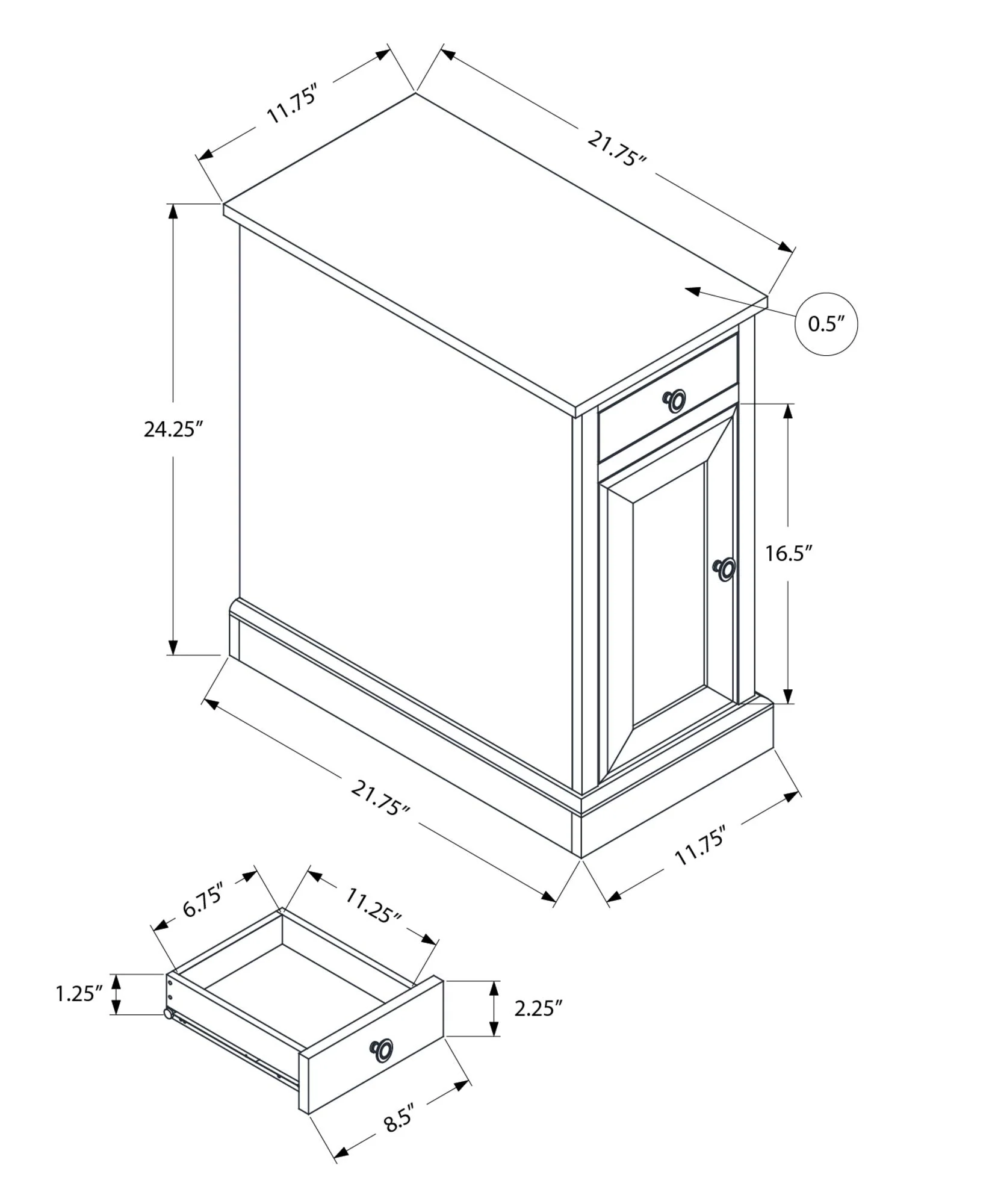 Accent End Table, Storage Drawer, Versatile Design - Espresso - Image 4