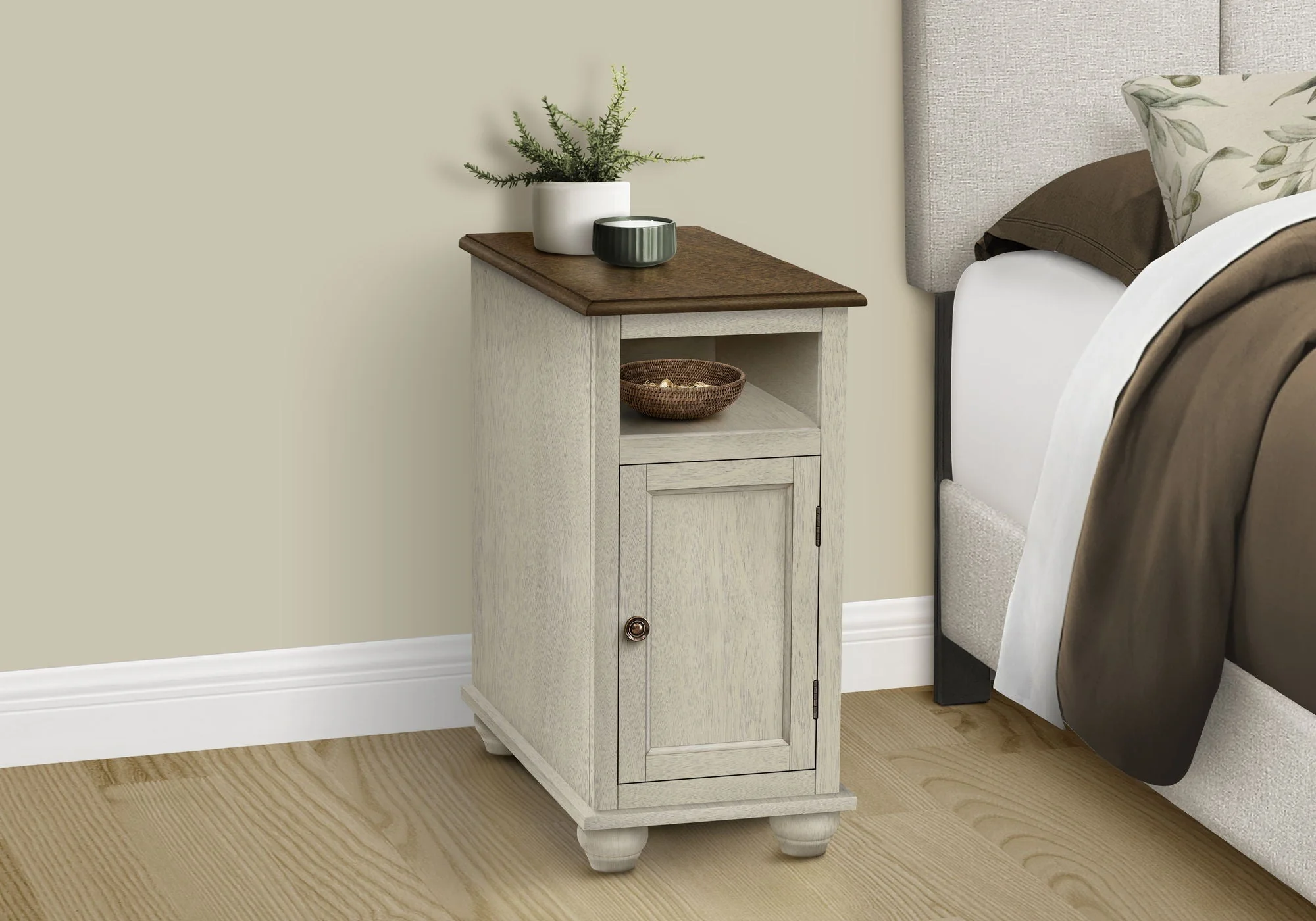 Accent End Table, Storage, Traditional - White - Image 3