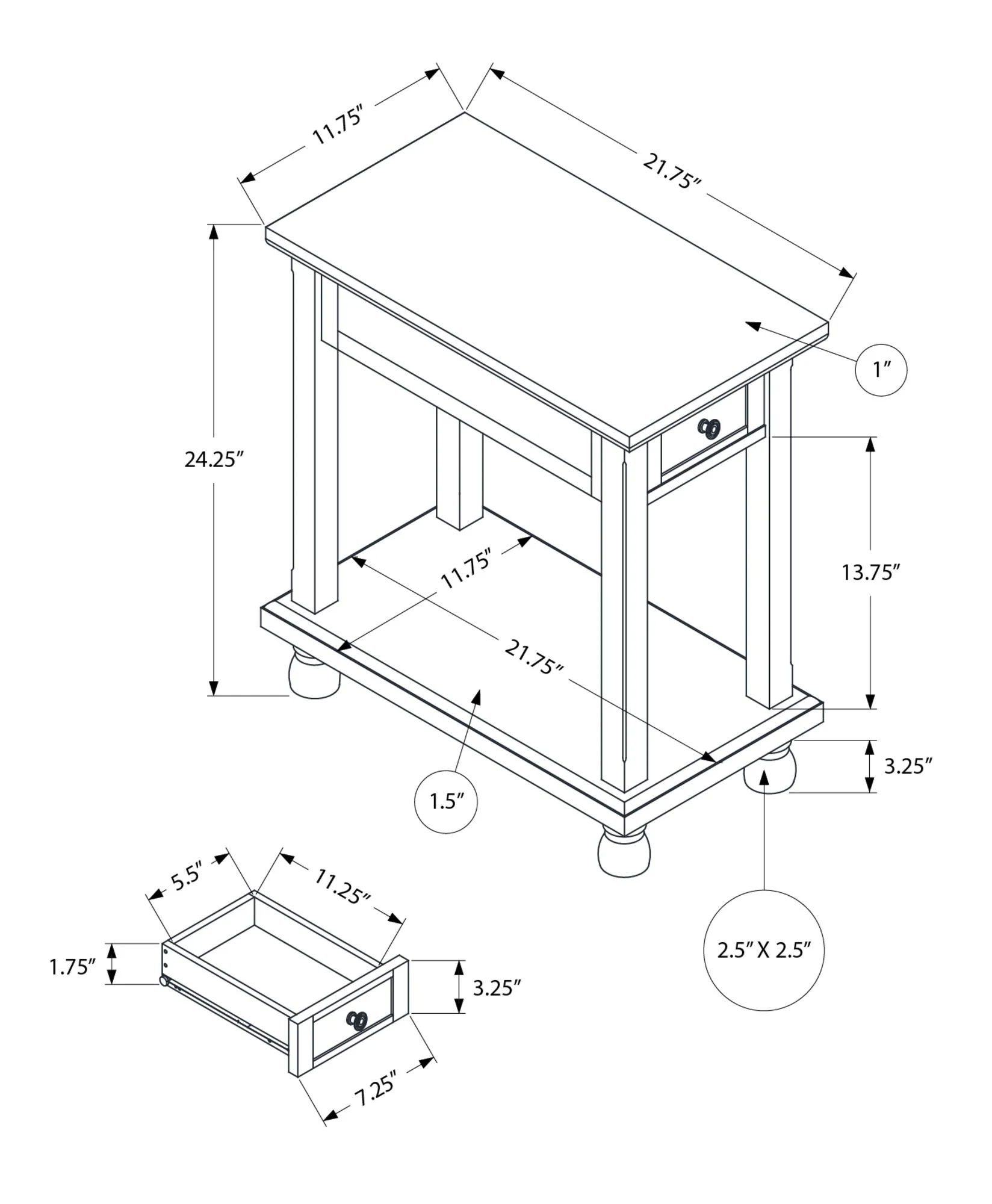 Accent End Table with Storage Drawer in Espresso Finish - Image 4