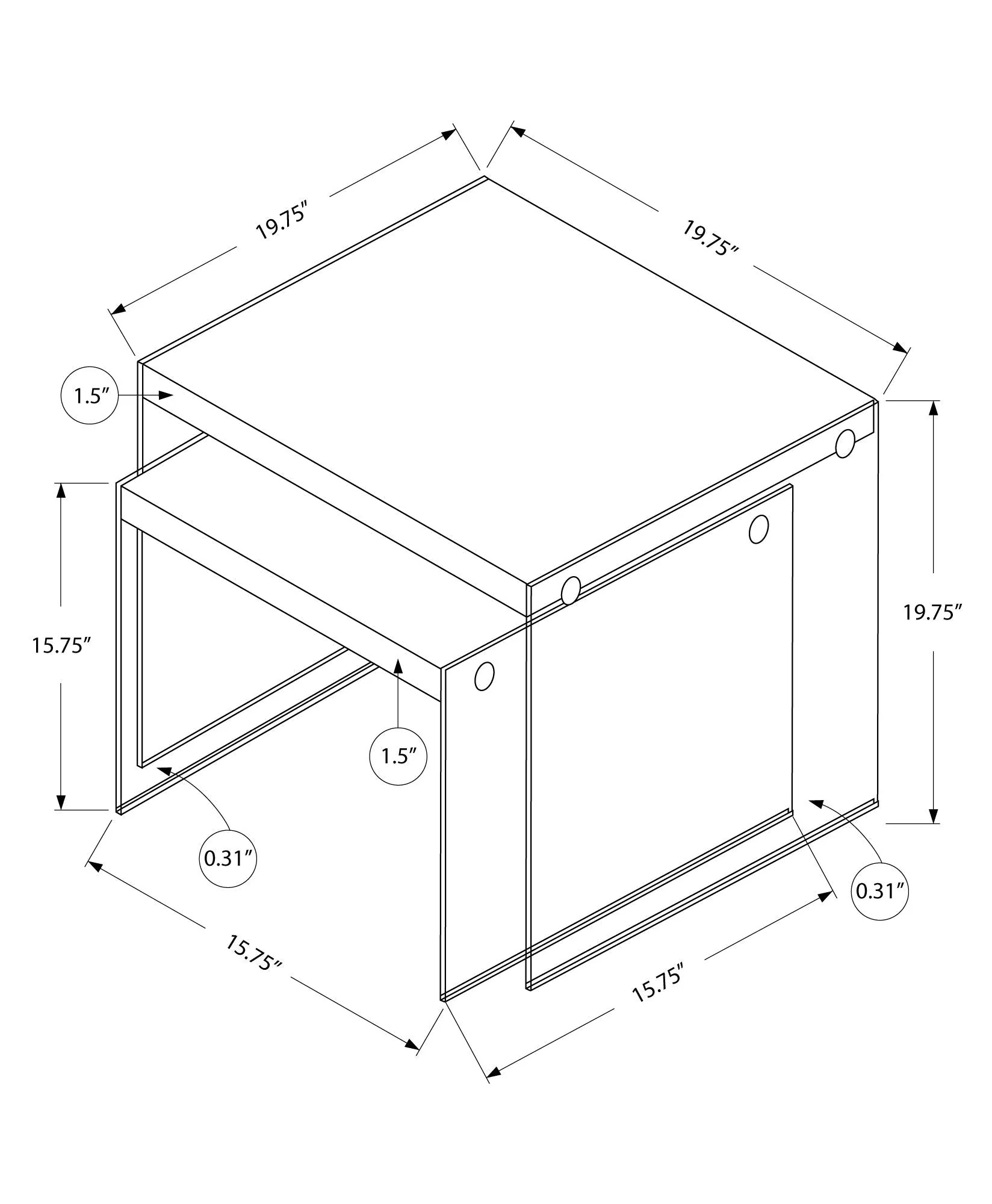Accent Nesting Table Clear Tempered Glass For Living Room (Set of 2) - Image 3