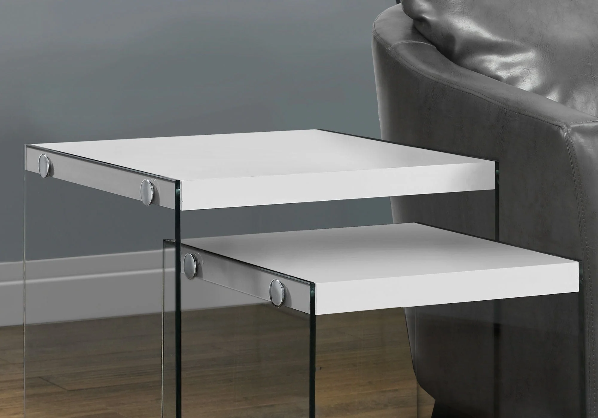Accent Nesting Table Clear Tempered Glass For Living Room (Set of 2) - Image 4