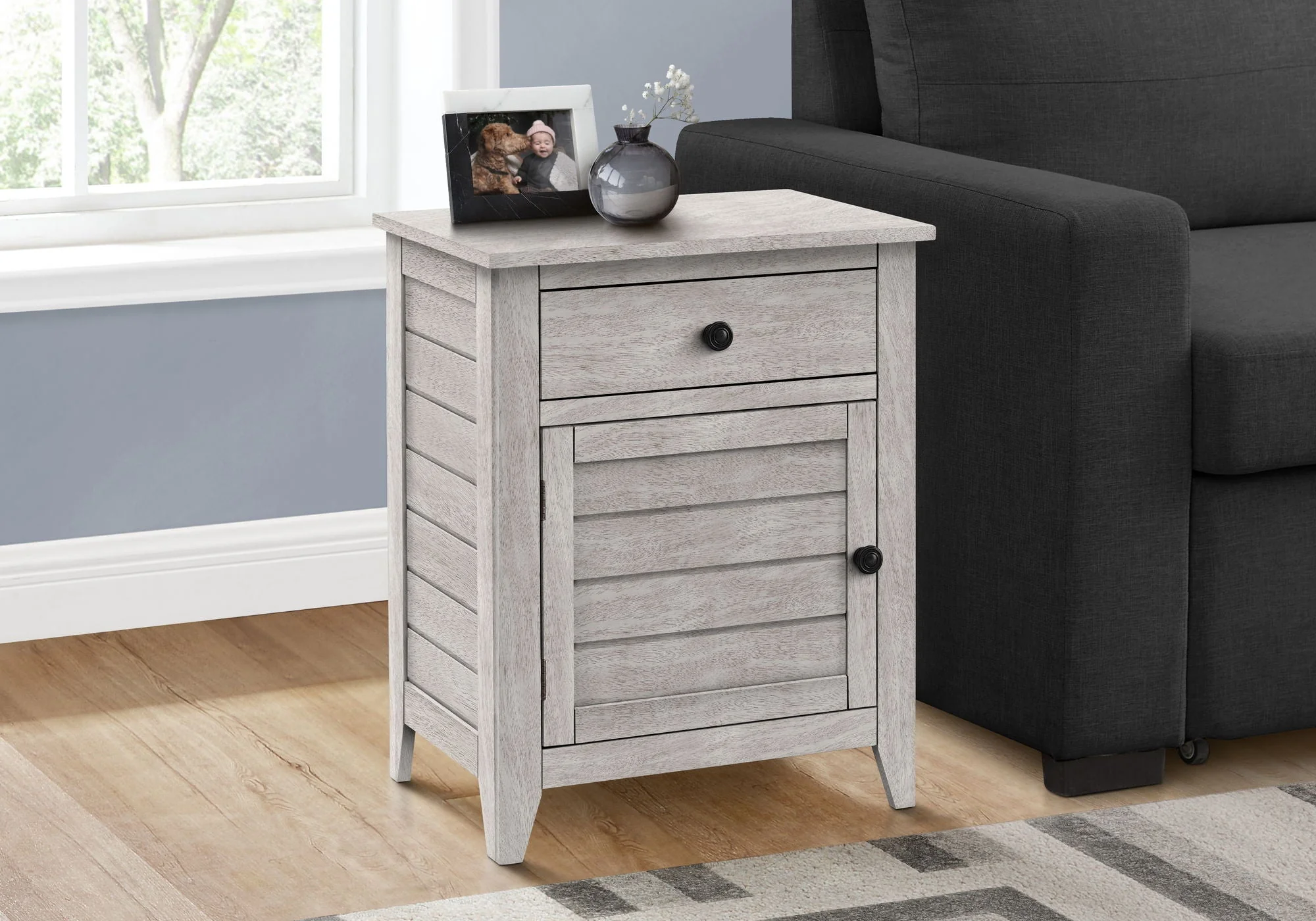 Accent Nightstand, Storage Drawer, Transitional - Image 2