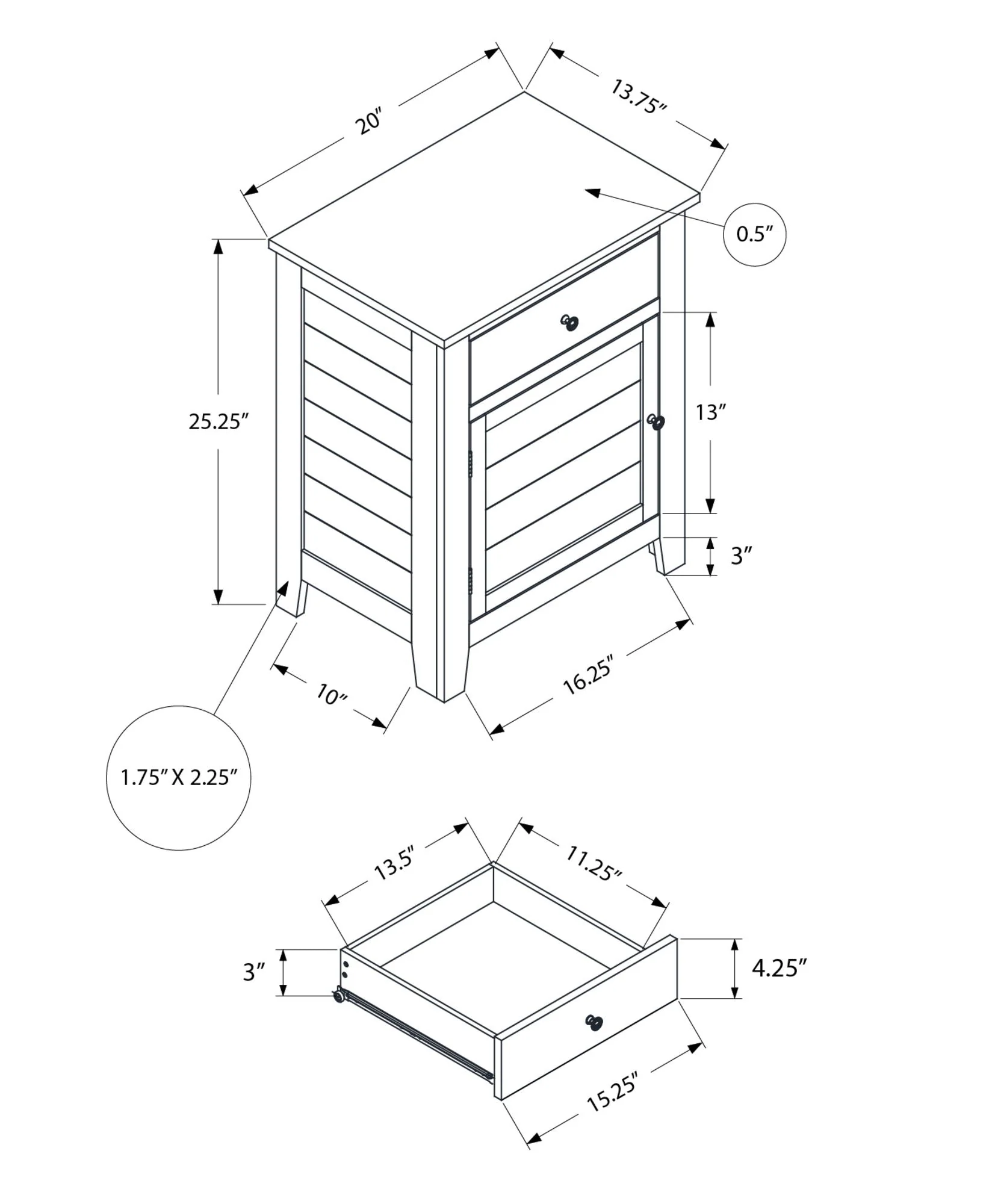 Accent Nightstand, Storage Drawer, Transitional - Image 5
