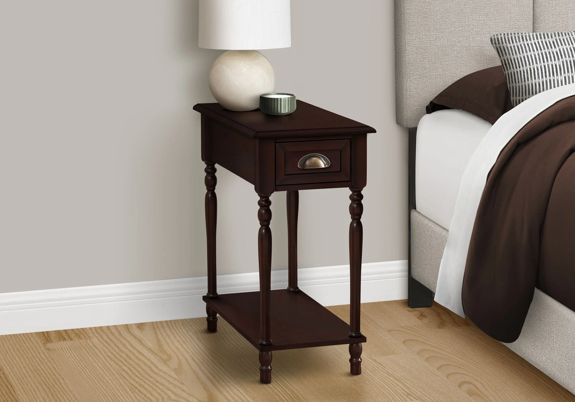 Accent Side Table, 2 Tier, Storage Drawer, Stylish Traditional Design - Image 6