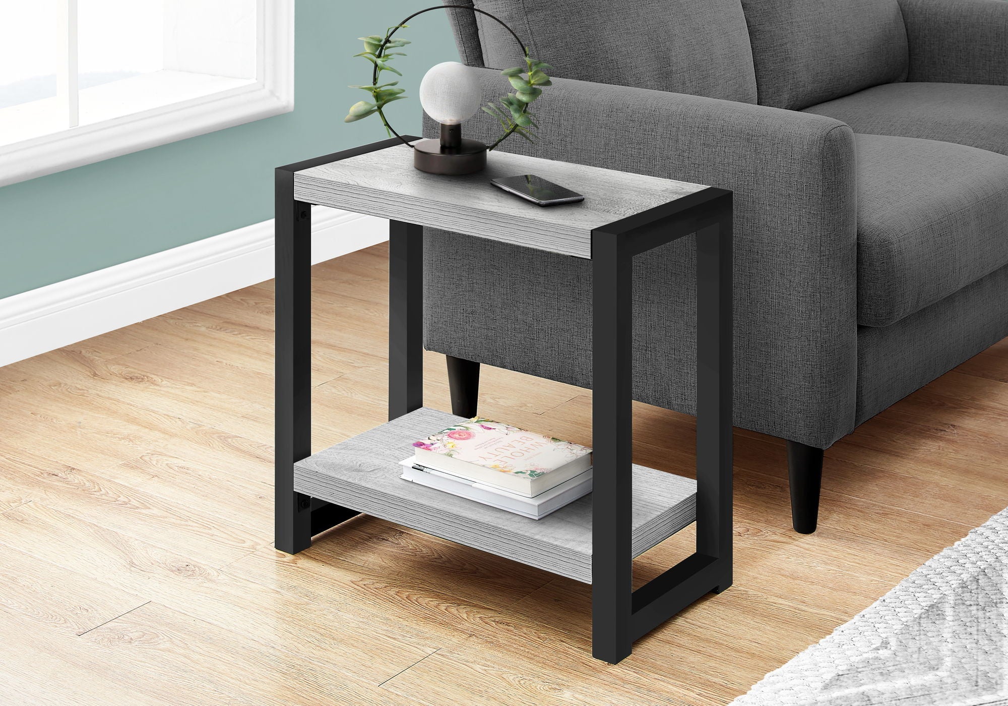 Accent Side Table, Narrow, Small, 2 Tier, Contemporary and Modern - Image 2