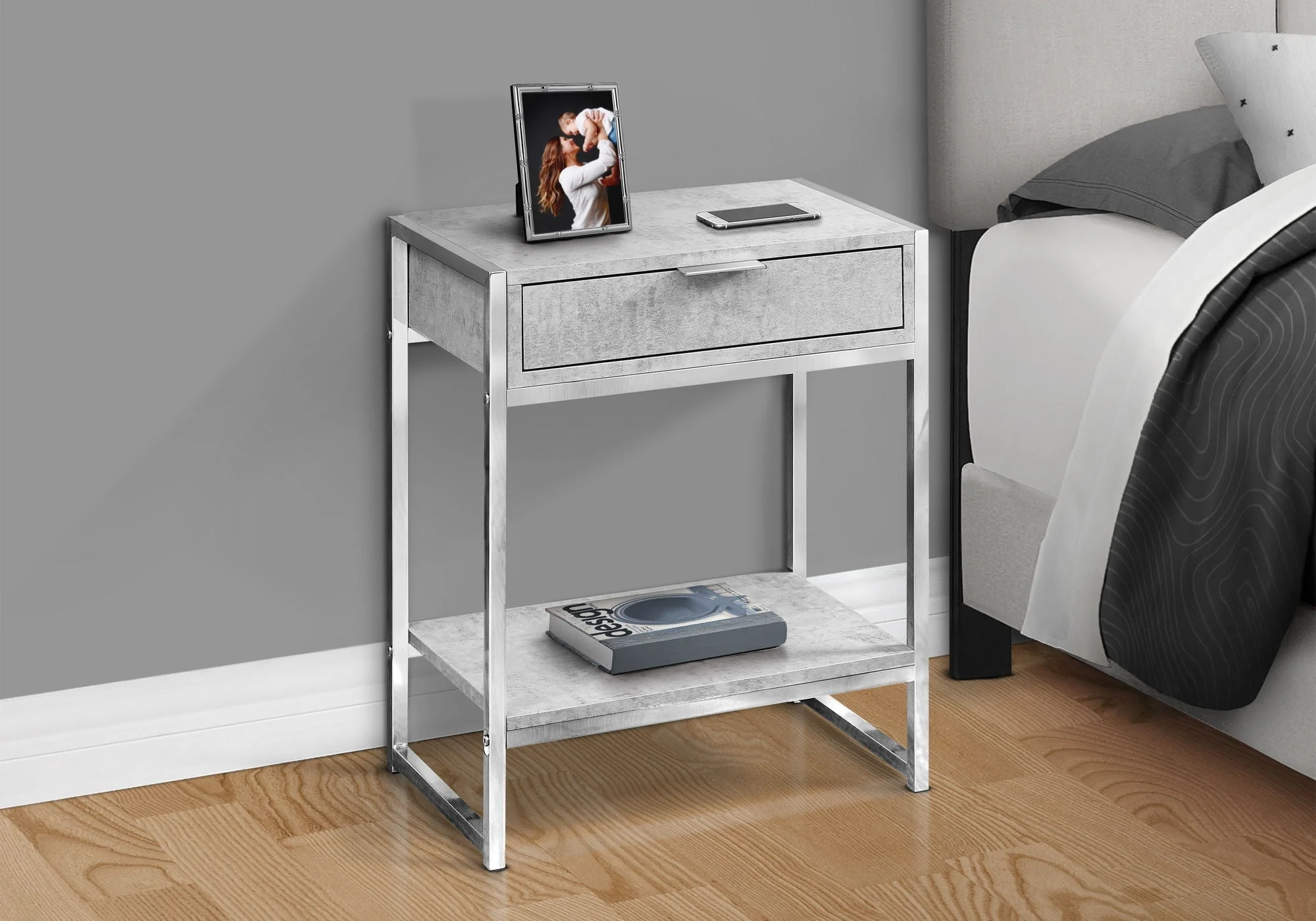 Accent Side Table, Storage Drawer, Spacious Tabletop - Image 13