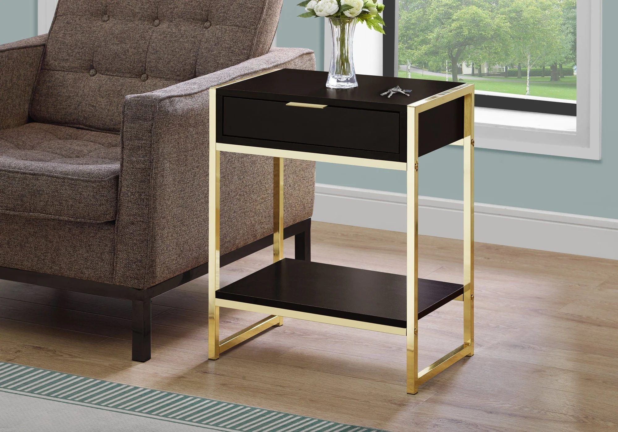 Accent Side Table, Storage Drawer, Spacious Tabletop - Image 2