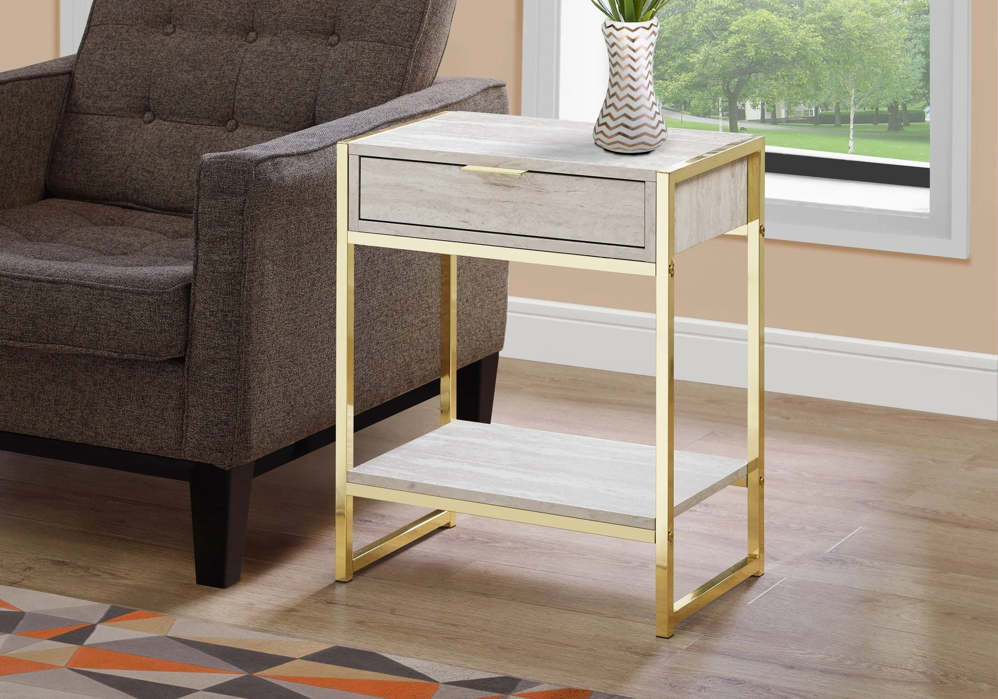 Accent Side Table, Storage Drawer, Spacious Tabletop - Image 3